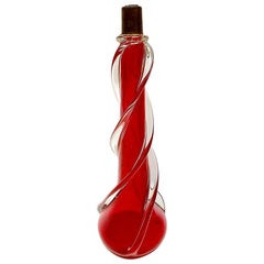 Einzelne venezianische Tischlampe aus rotem Glas