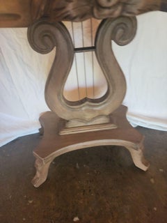 Single Victorian Style Lyre Harp Base Side Table