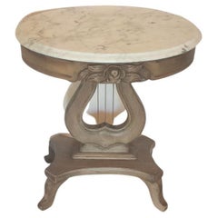 Single Victorian Style Lyre Harp Base Side Table
