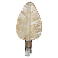 Single Vintage Amber & Bronze Leaf Sconce, Barovier&Toso, Italy