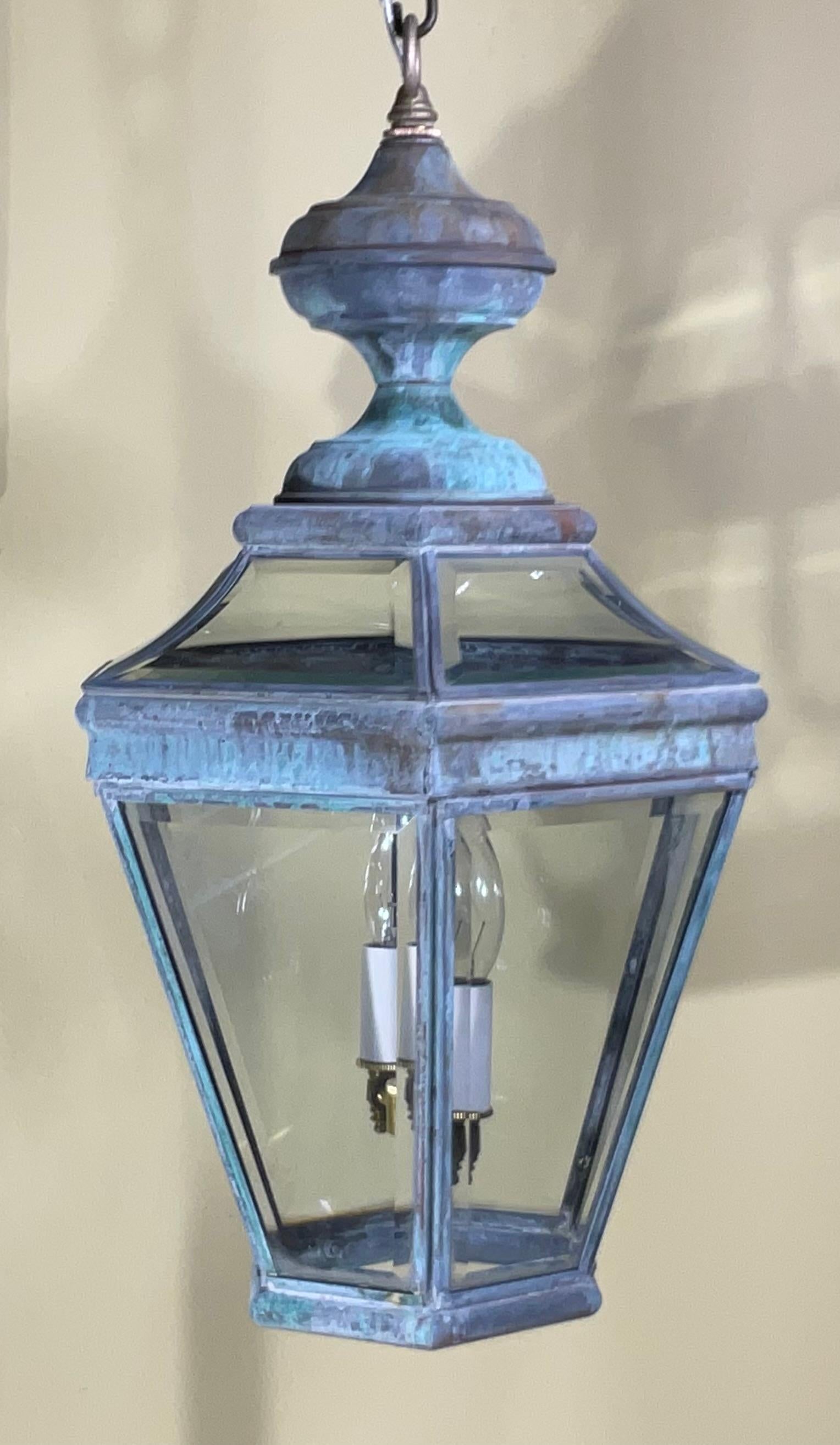 Lanterna a sospensione singola in ottone vintage 13 