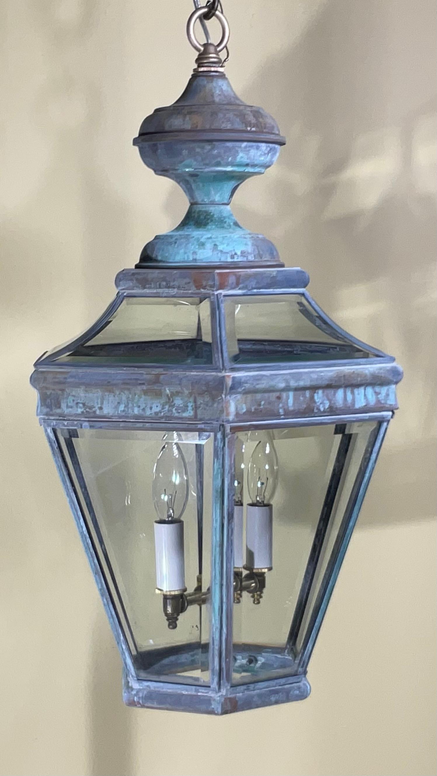 Lanterna a sospensione singola in ottone vintage 13 