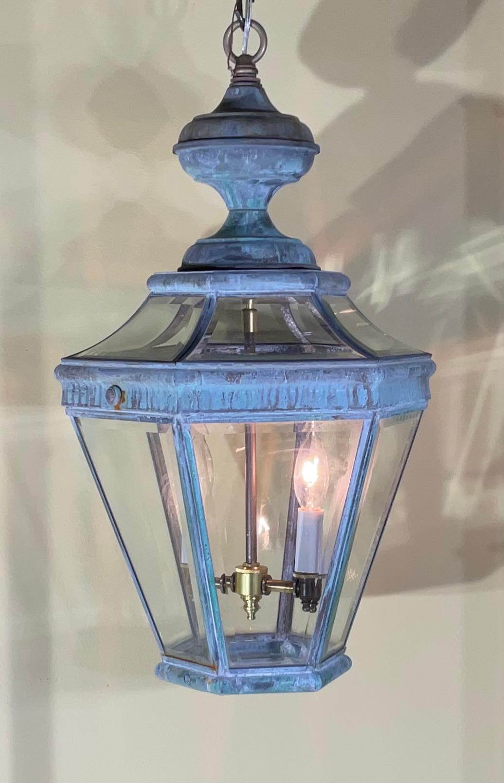 Americano Lanterna a sospensione singola in ottone vintage 13 
