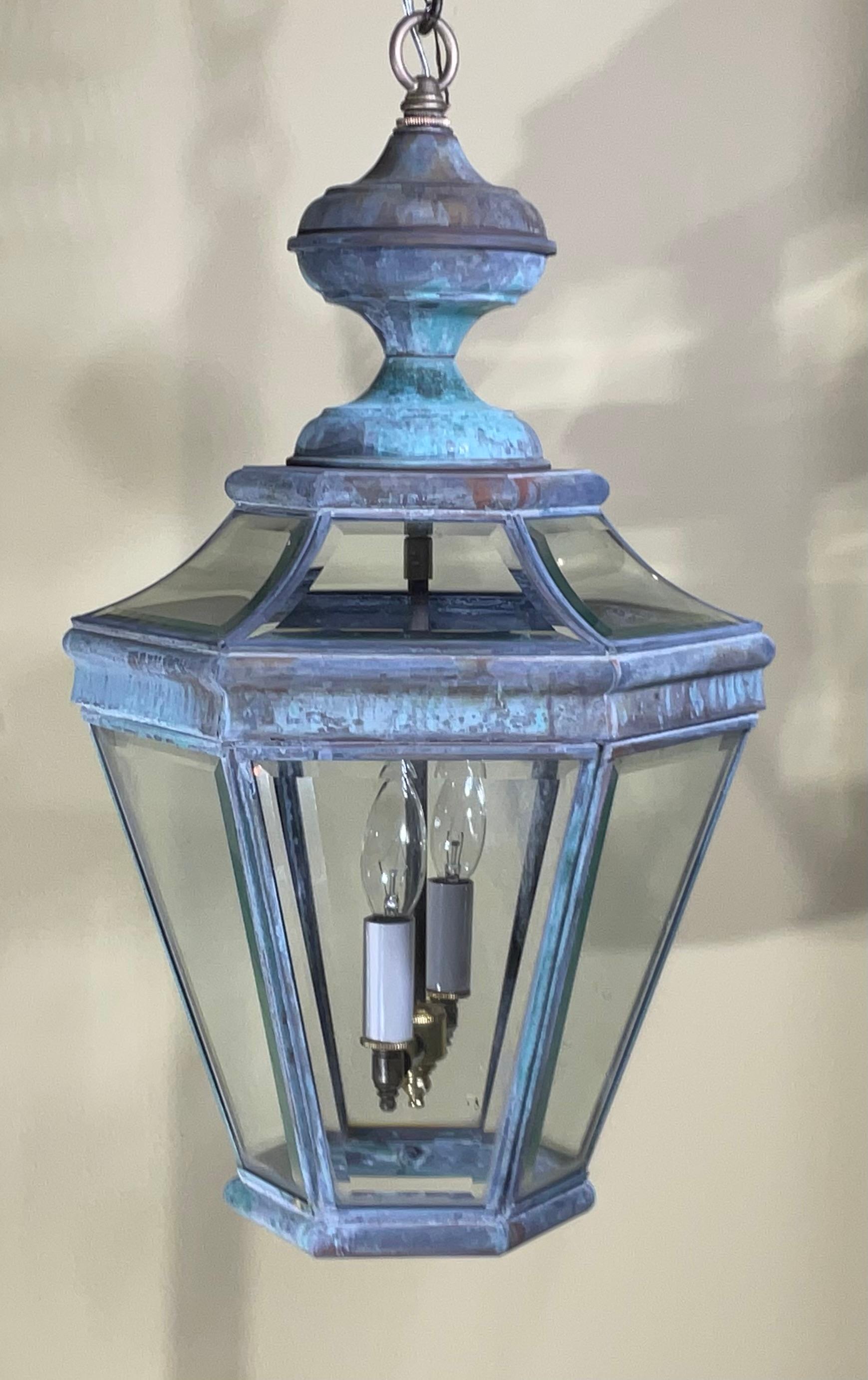 Ottone Lanterna a sospensione singola in ottone vintage 13 
