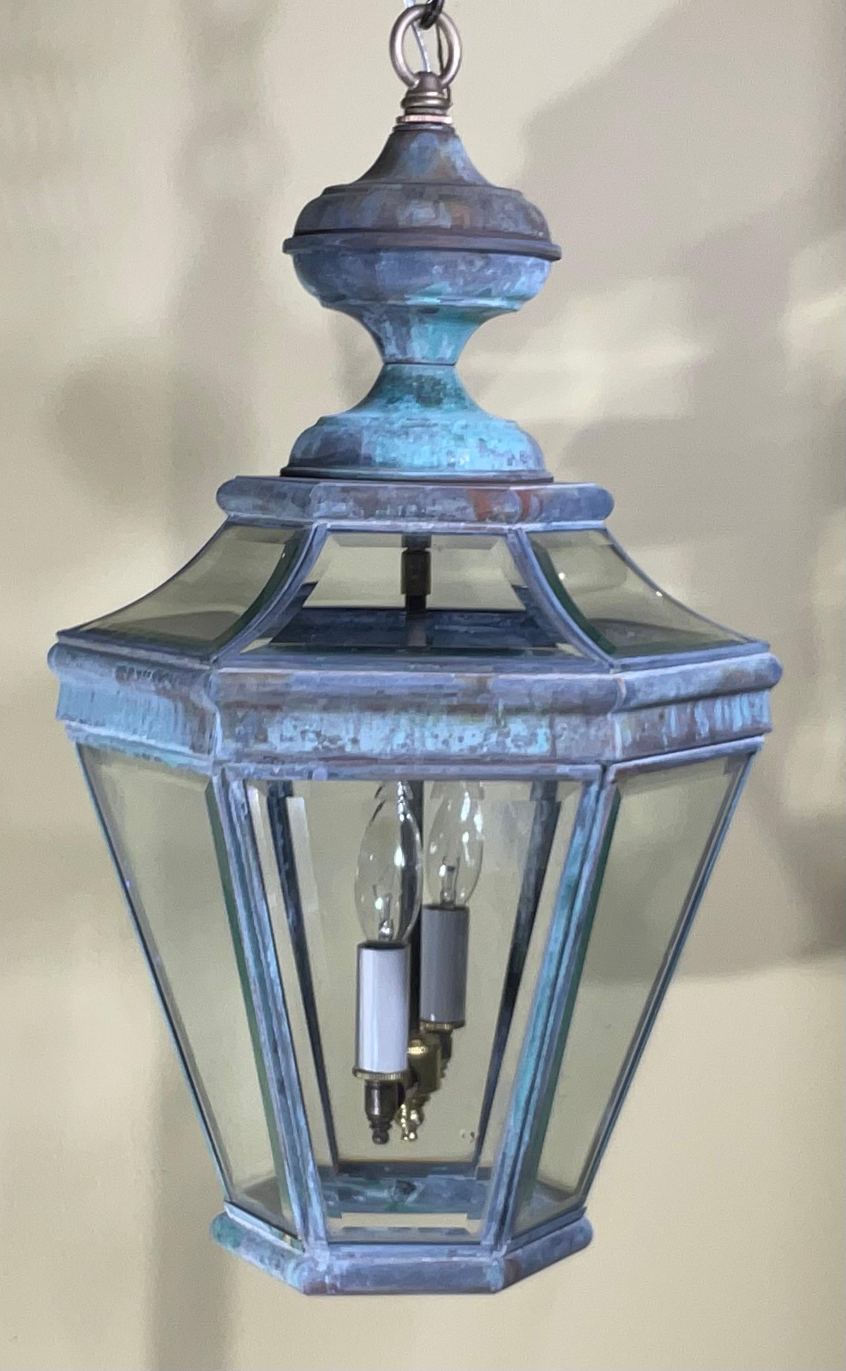 Lanterna a sospensione singola in ottone vintage 13 
