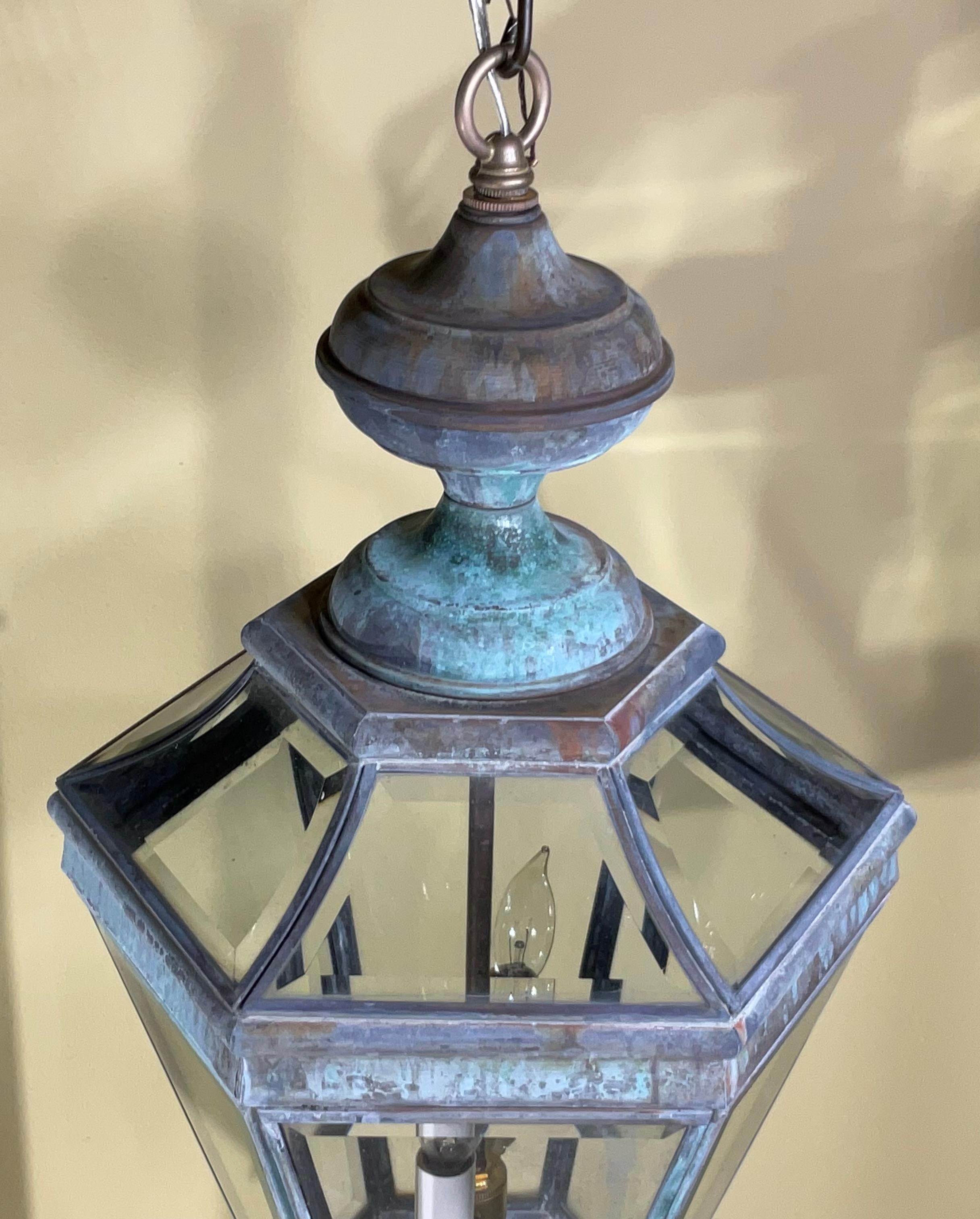 Lanterna a sospensione singola in ottone vintage 13 