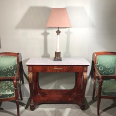 Single Vintage Corinthian Column Lamp in Marble and Brass