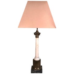 Single Vintage Corinthian Column Lamp in Marble and Brass