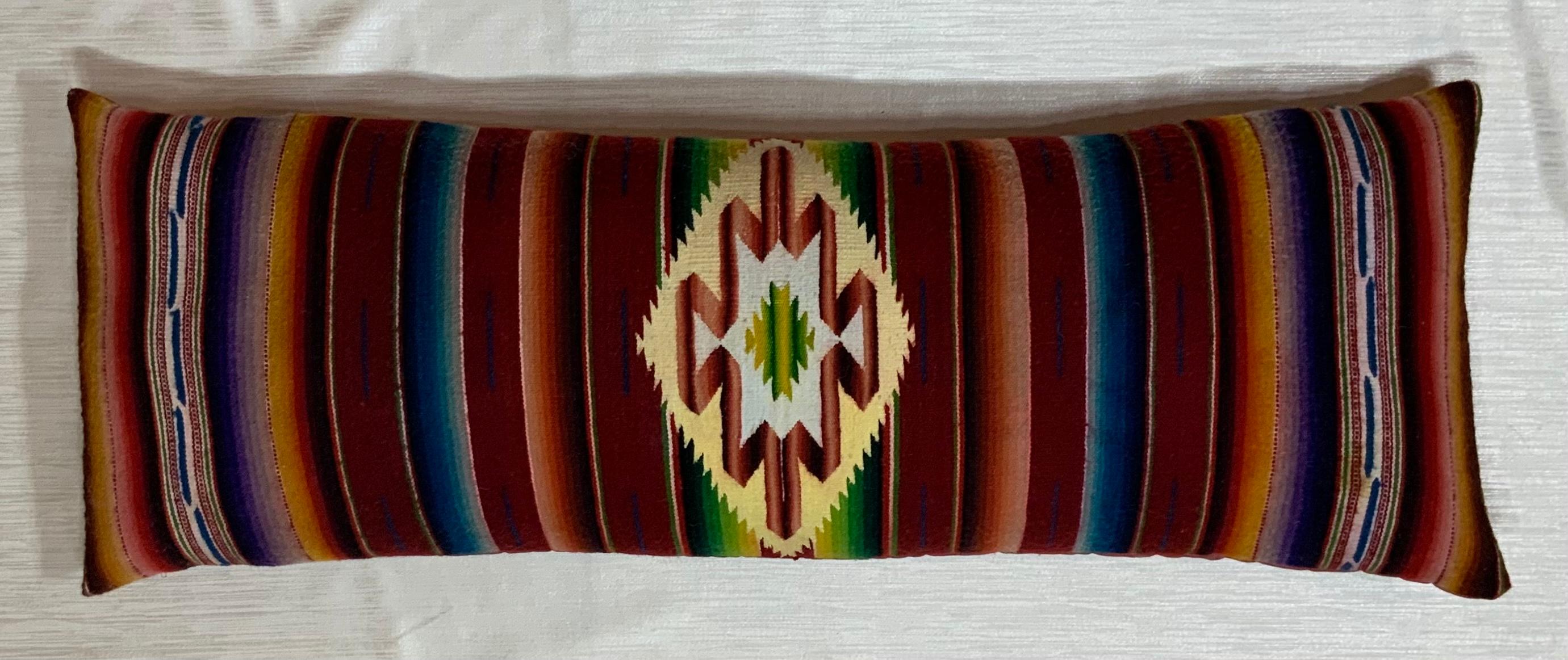 Single Vintage Decorative Saltillo Blanket Pillow In Good Condition For Sale In Delray Beach, FL