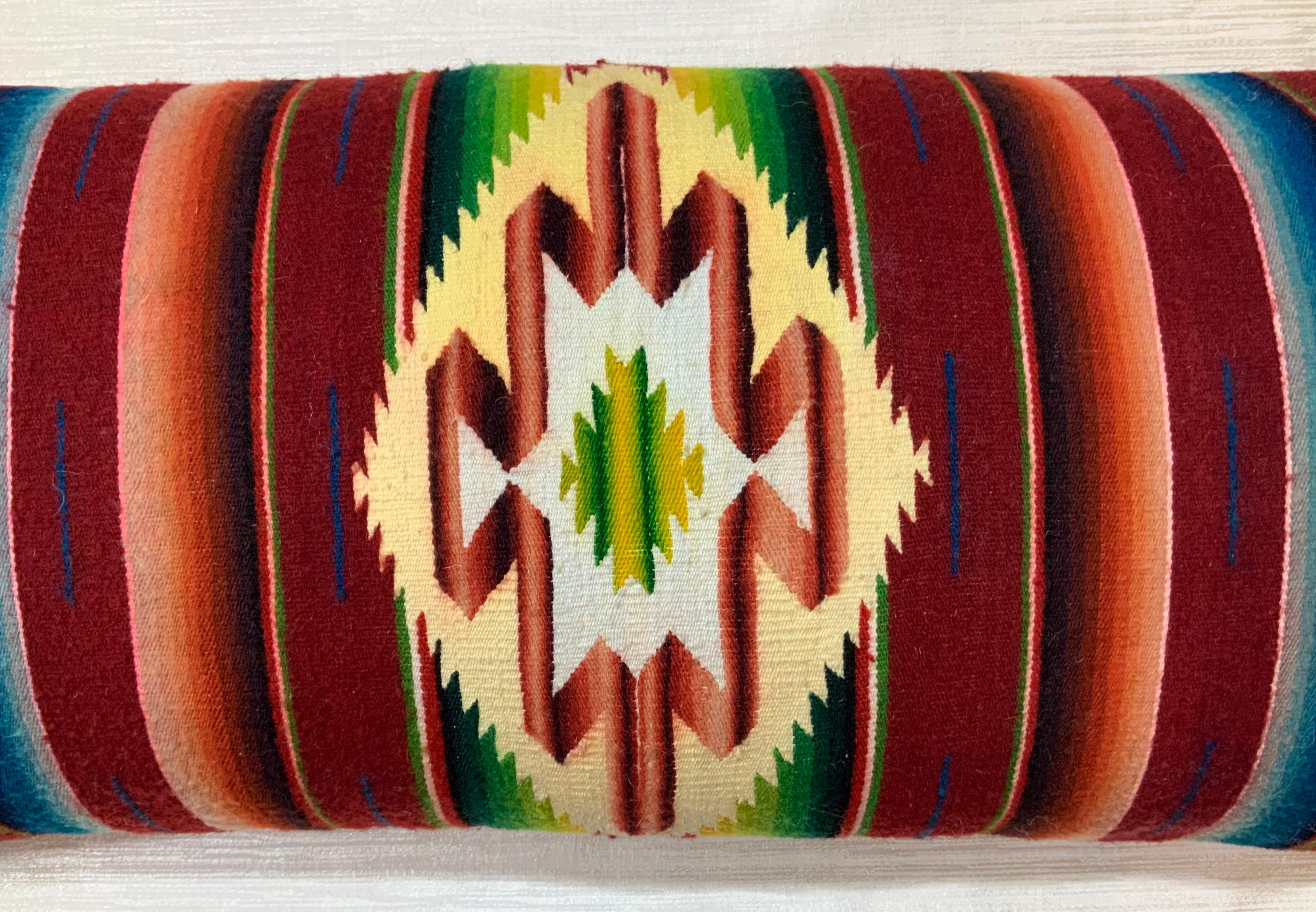 20th Century Single Vintage Decorative Saltillo Blanket Pillow For Sale