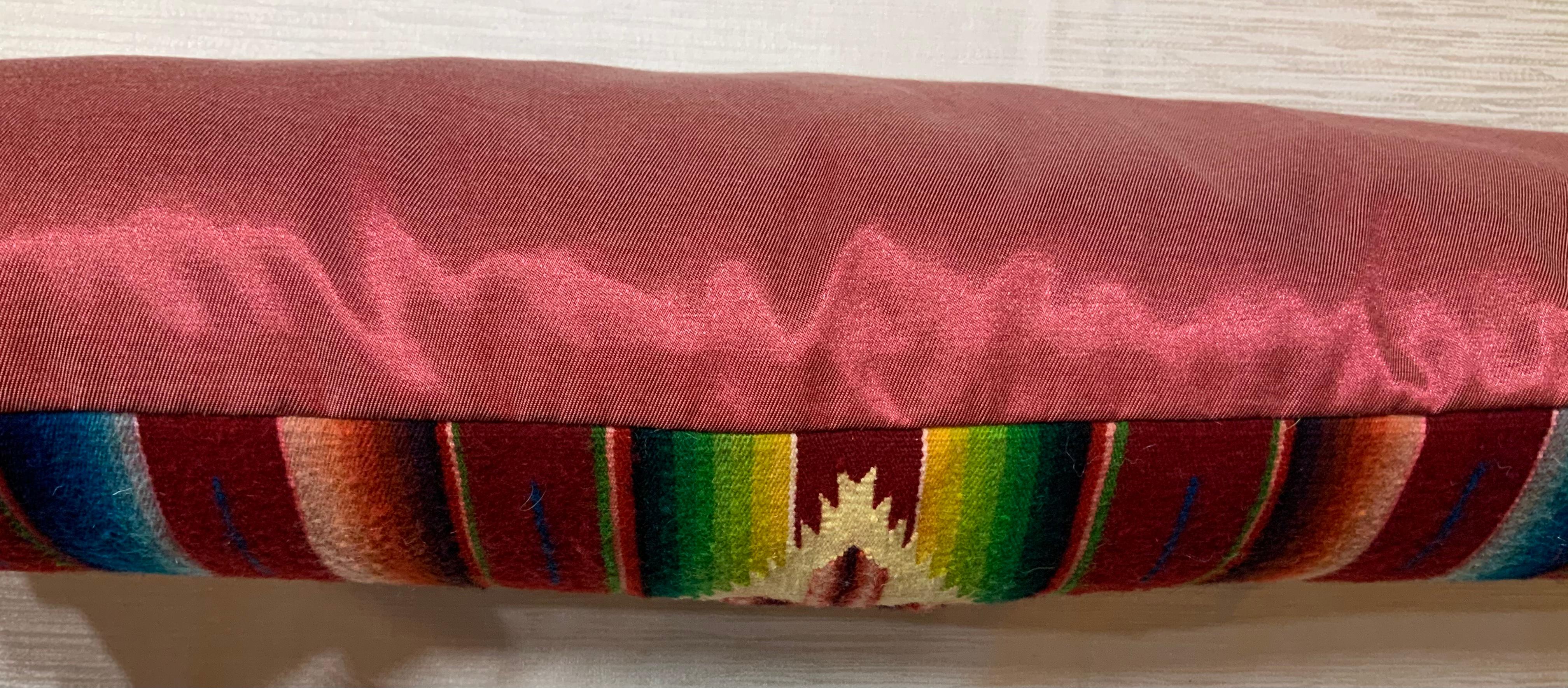 Single Vintage Decorative Saltillo Blanket Pillow For Sale 1