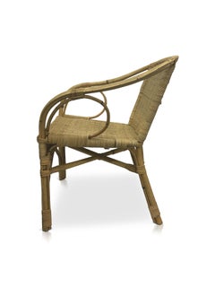 Vintage French Bamboo and Rattan Armchair, 1960s