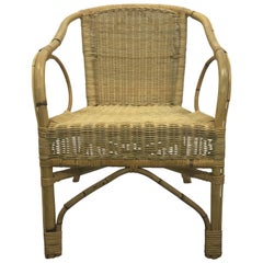 Vintage French Bamboo and Rattan Armchair, 1960s