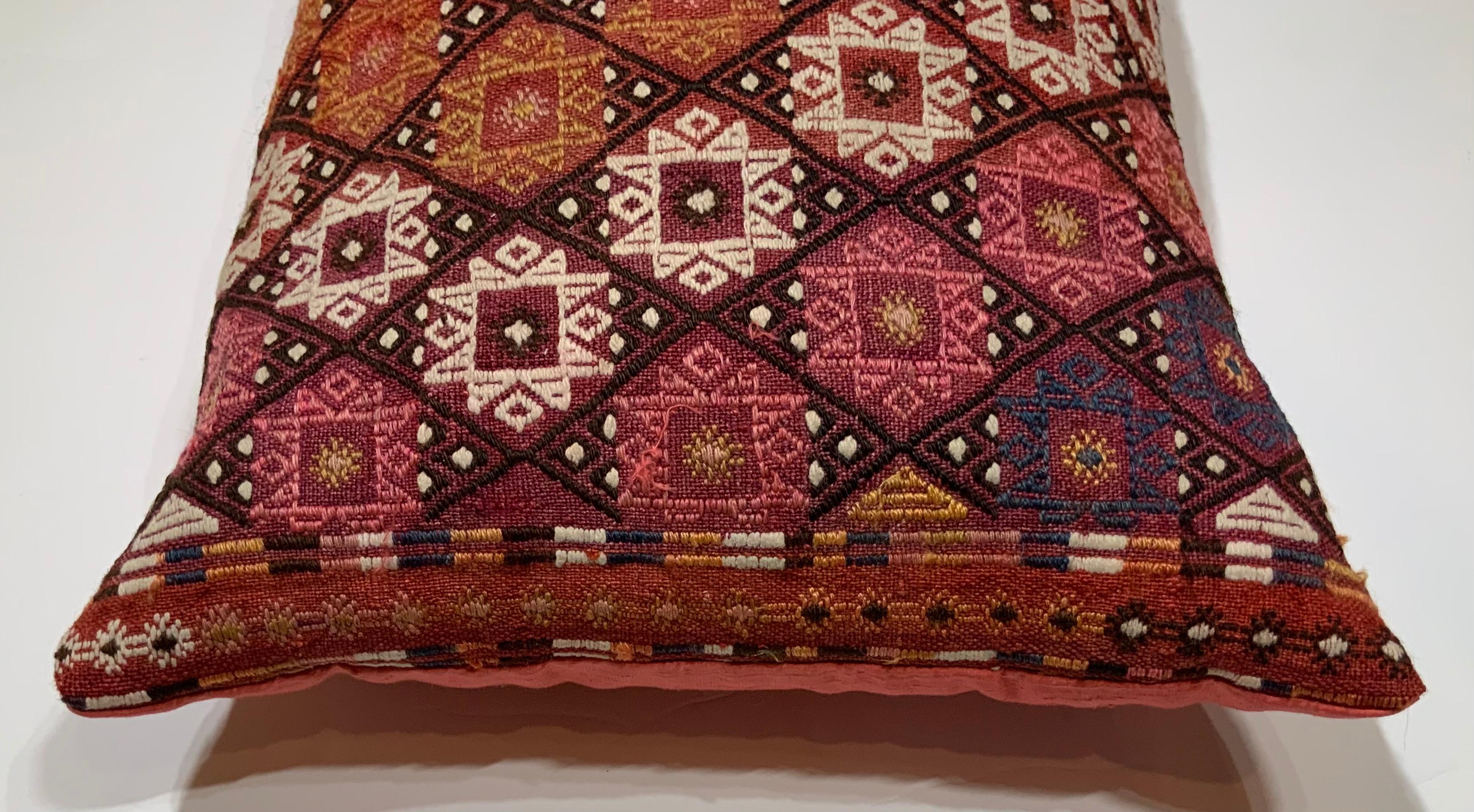 Uzbek Single Vintage Hand Embroidery Pillow For Sale