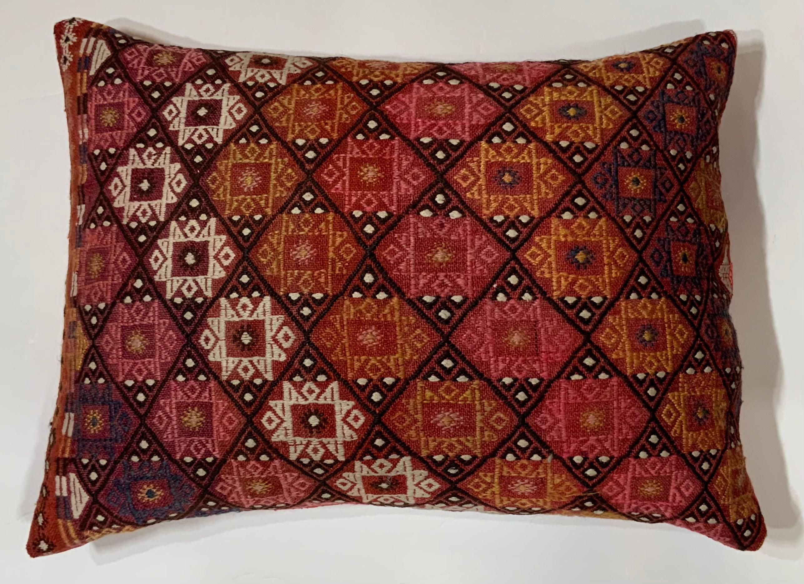 Hand-Knotted Single Vintage Hand Embroidery Pillow For Sale