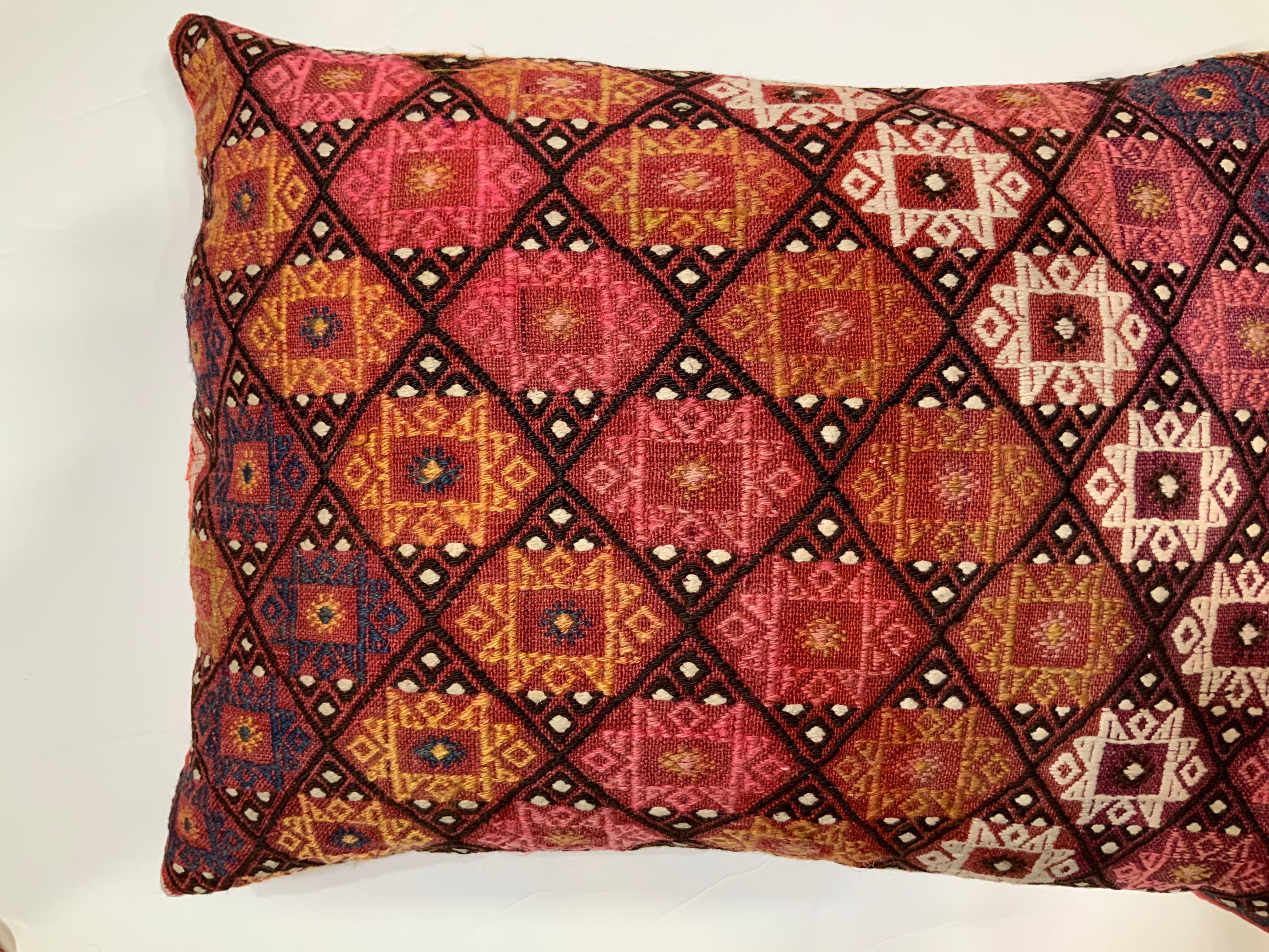 Late 20th Century Single Vintage Hand Embroidery Pillow For Sale