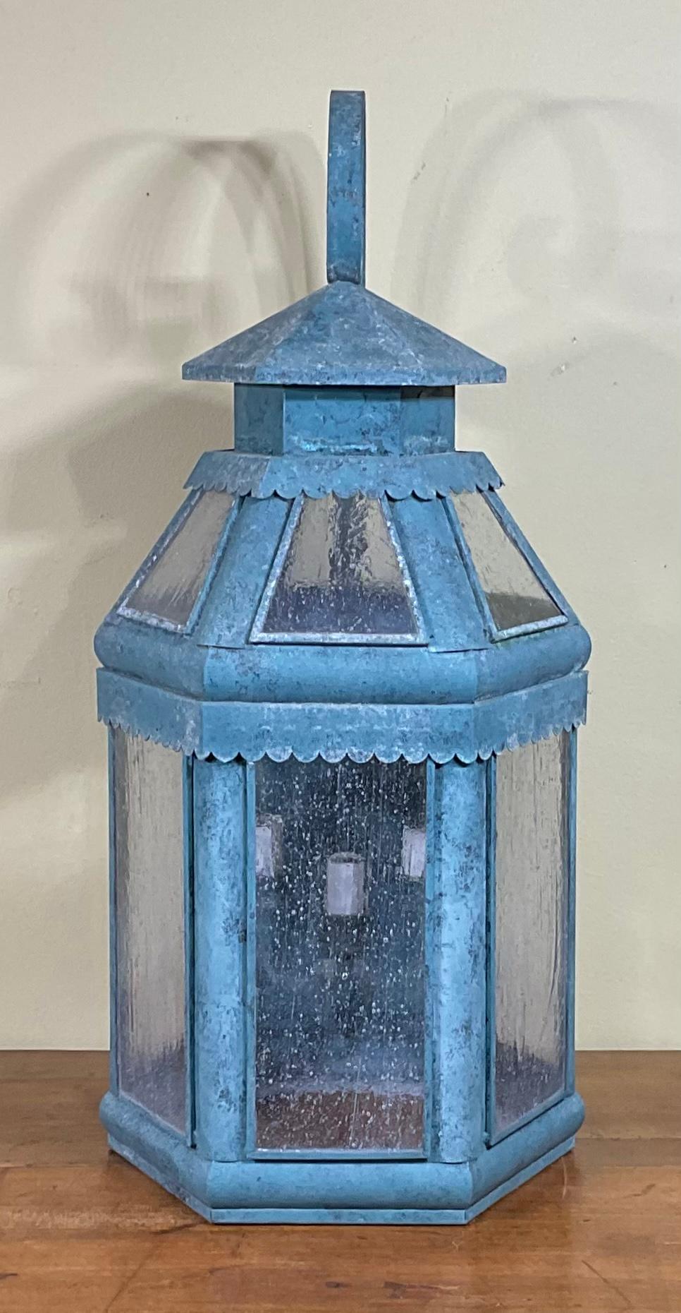 Single Vintage Handcrafted Solid Brass Wall Lantern For Sale 6
