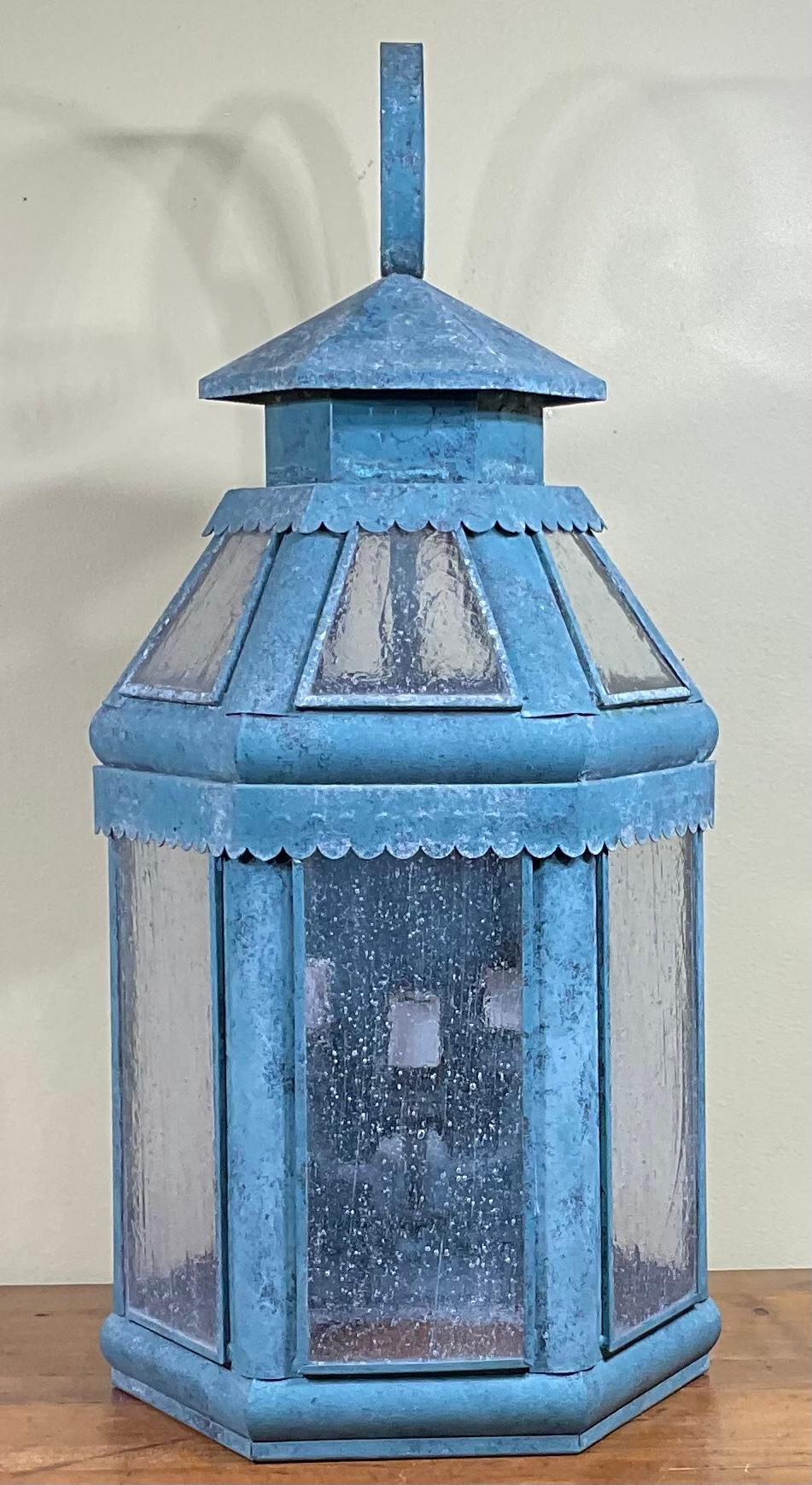 Single Vintage Handcrafted Solid Brass Wall Lantern For Sale 8