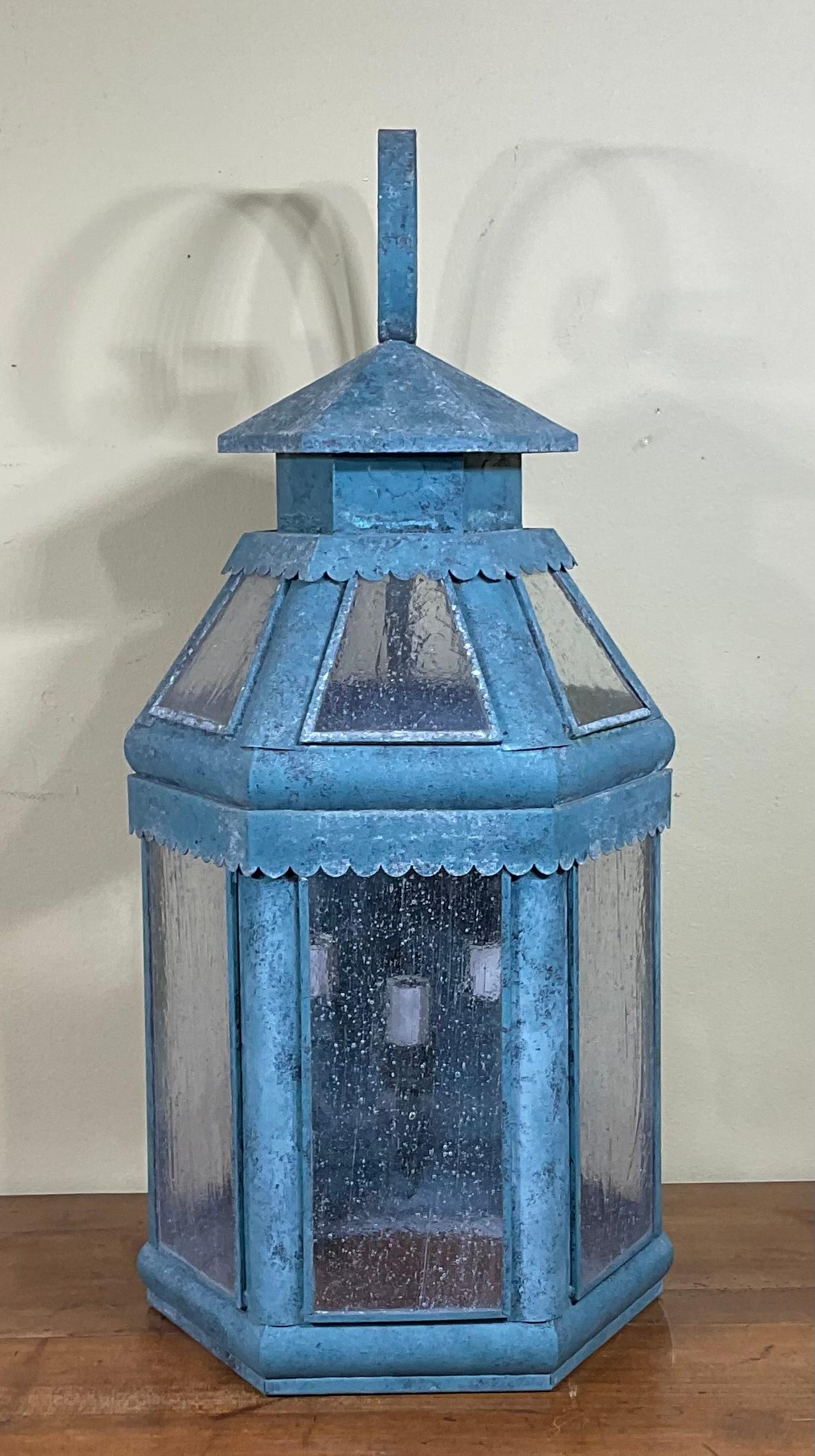 American Single Vintage Handcrafted Solid Brass Wall Lantern For Sale