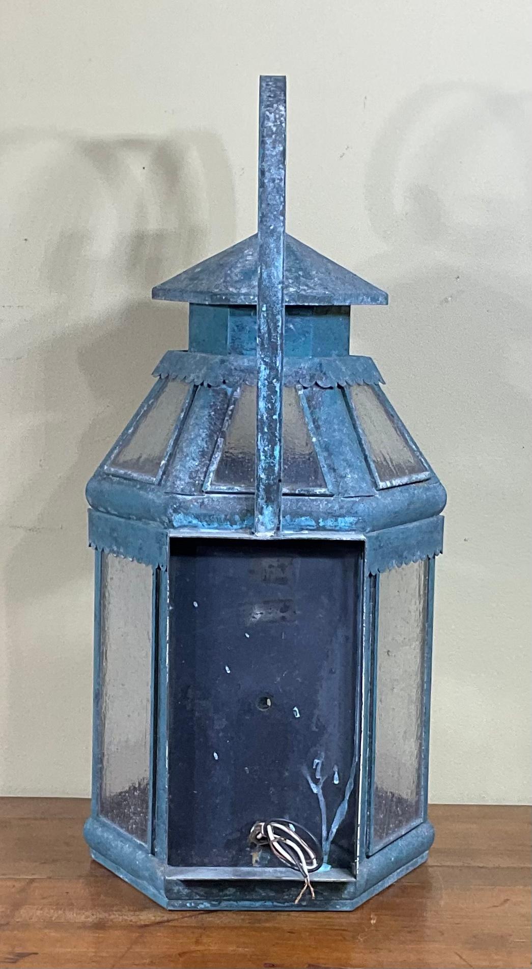 Single Vintage Handcrafted Solid Brass Wall Lantern For Sale 2