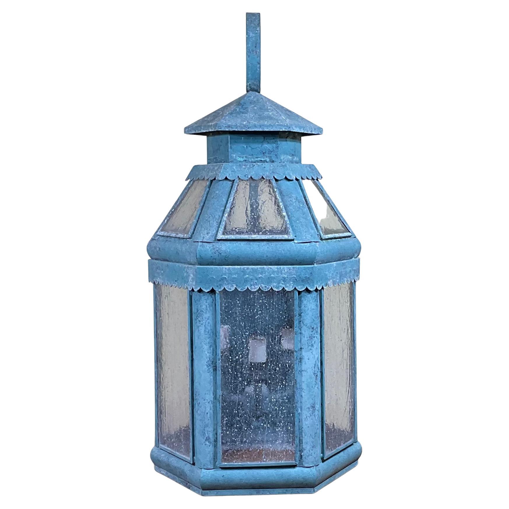 Single Vintage Handcrafted Solid Brass Wall Lantern For Sale