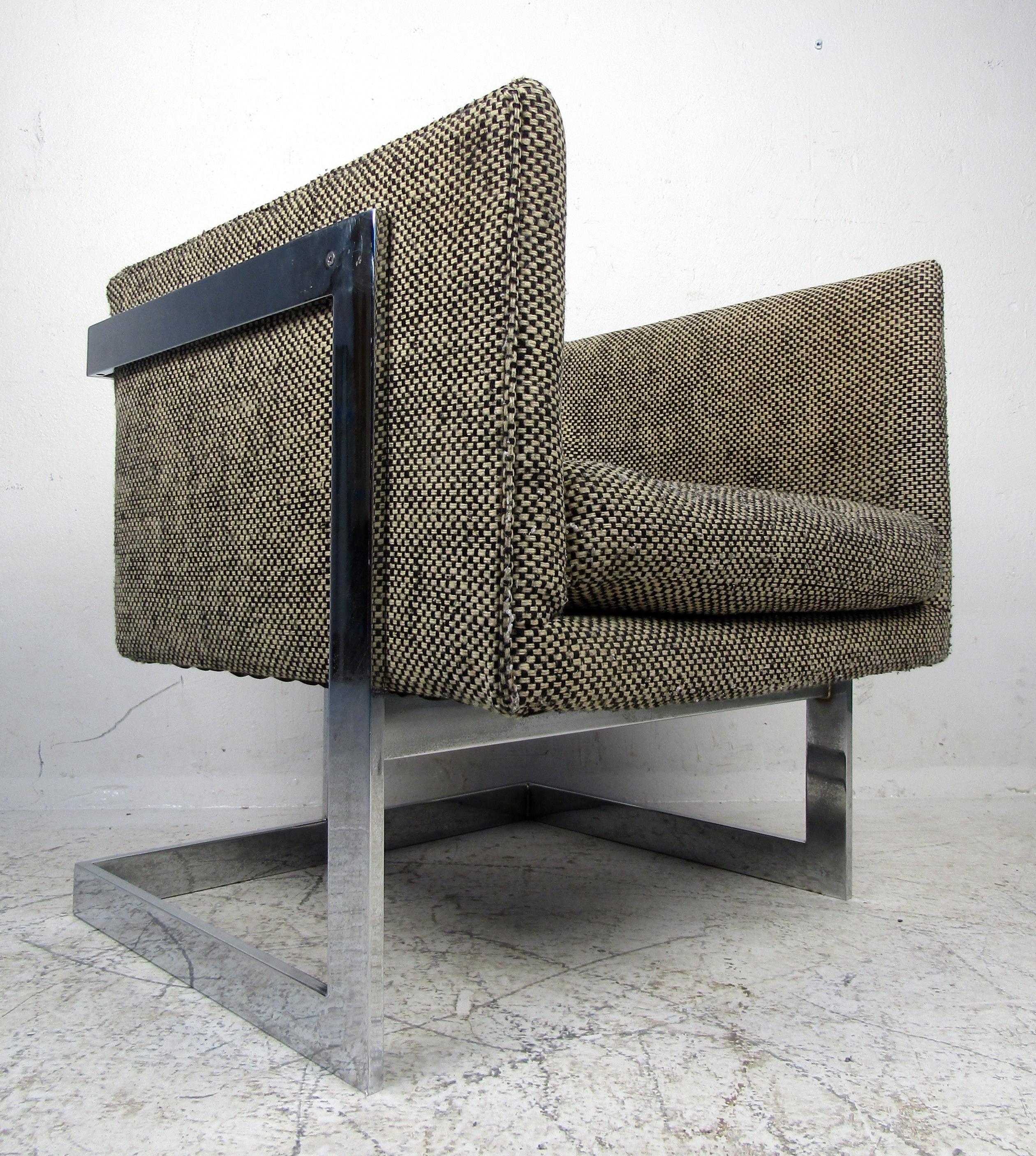 Wood Single Vintage Modern Milo Baughman Chair For Sale