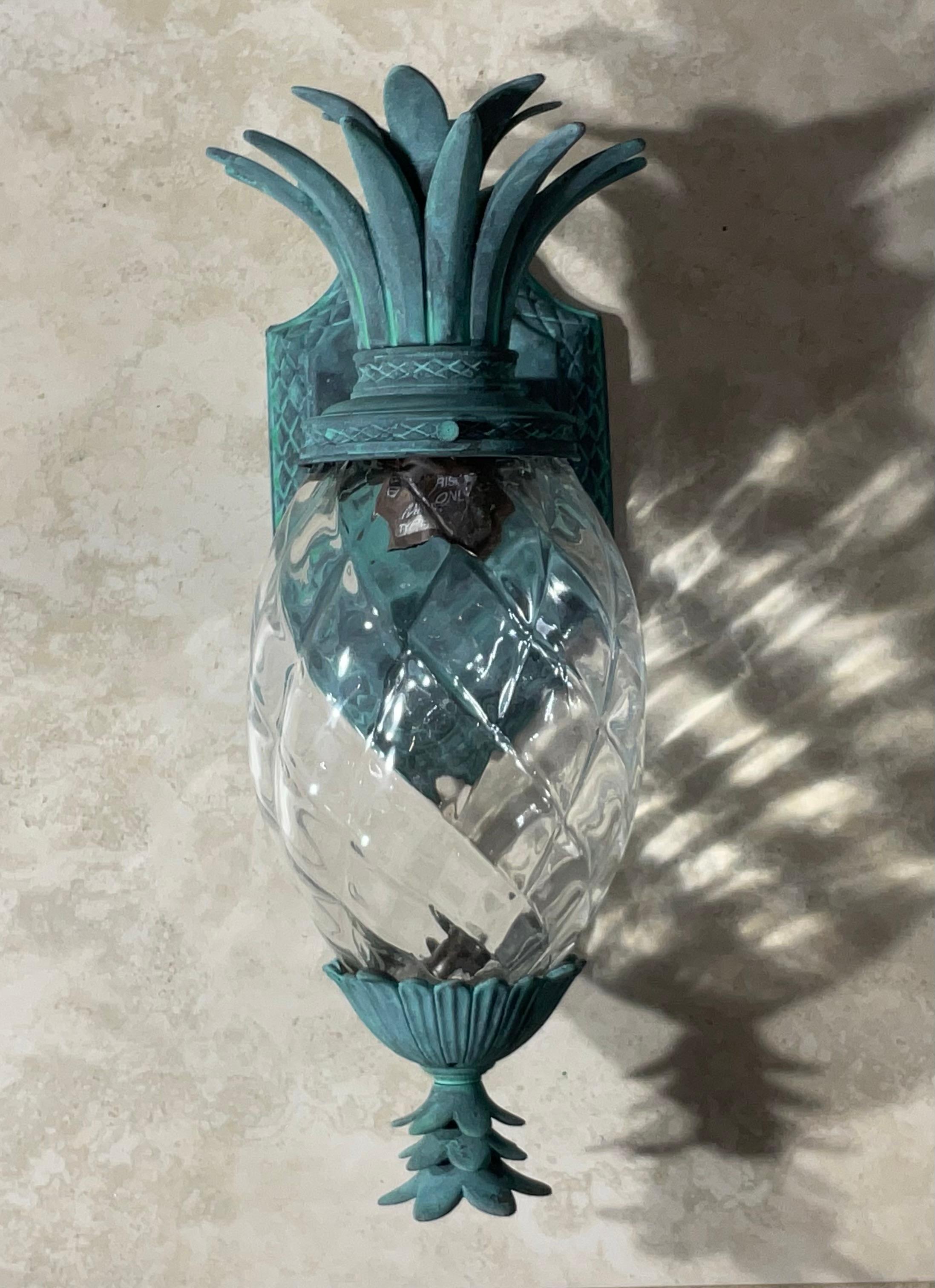 
Elevate your home's decor with these stunning vintage single pineapple sconce Crafted from high-quality bronze and brass, this sconce feature intricate detailing and a timeless design. The pineapple motif adds a touch of tropical flair, making them