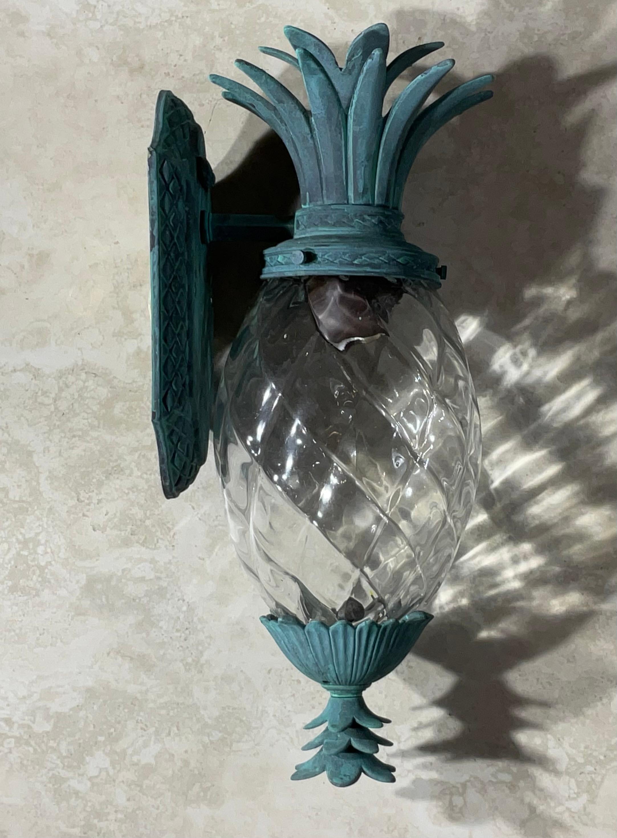 20th Century Single Vintage Pineapple Bronze and Brass Wall Sconce - Tropical Elegance For Sale