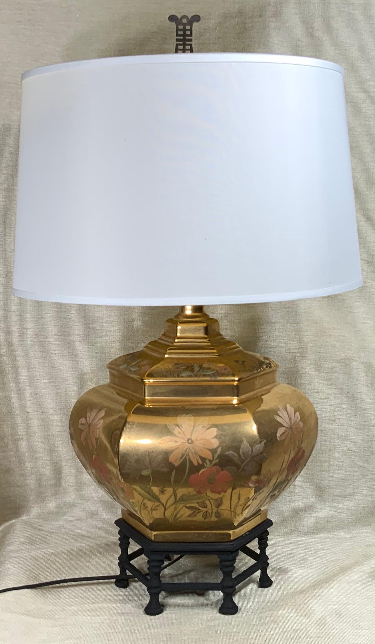 Single Vintage Six Side Porcelain Chinese Table Lamp 5