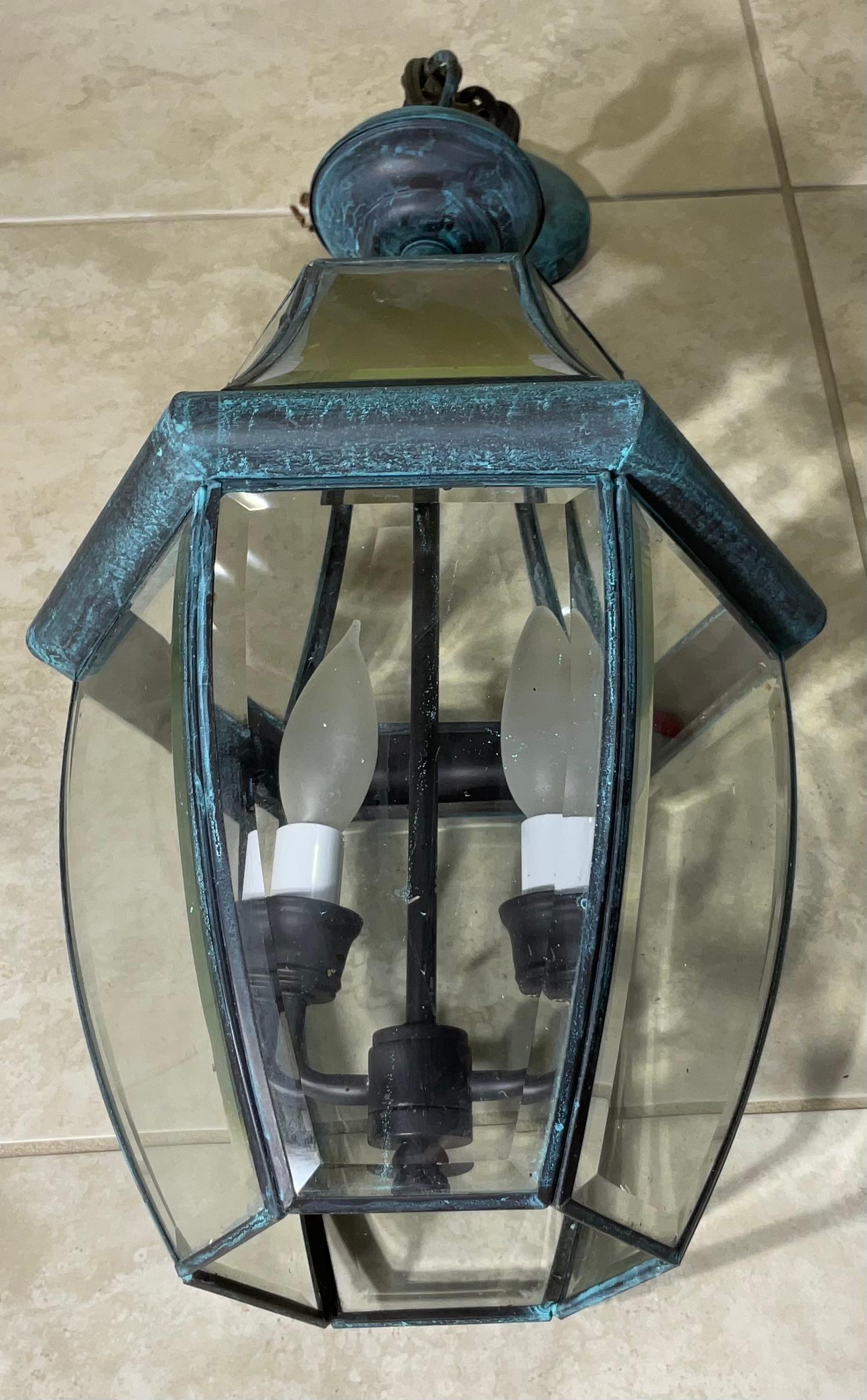 Einzelne Hängelaterne aus massivem Messing im Vintage-Stil- 10w x 19 hoch im Angebot 3