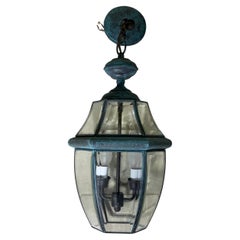 Lanterne suspendue vintage en laiton massif - 10 w x 19 cm de haut