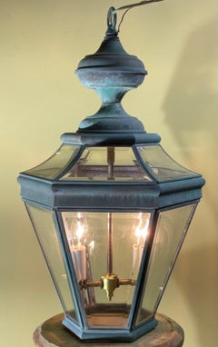 Einzelne Vintage massivem Messing hängende Laterne- 21 "hoch x 13" breit