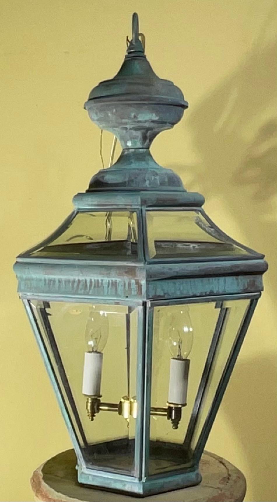 Lanterne suspendue vintage en laiton massif - 21