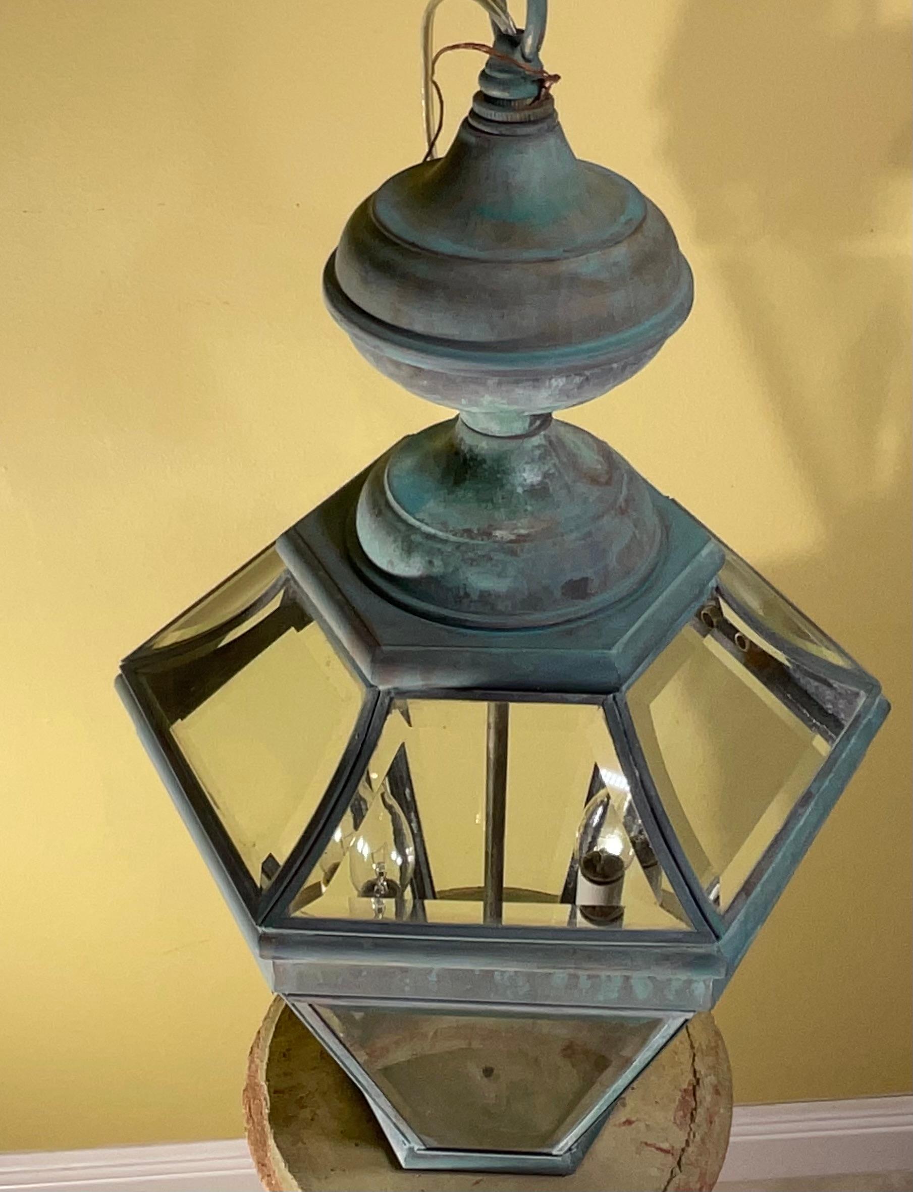 Laiton Lanterne suspendue vintage en laiton massif - 21
