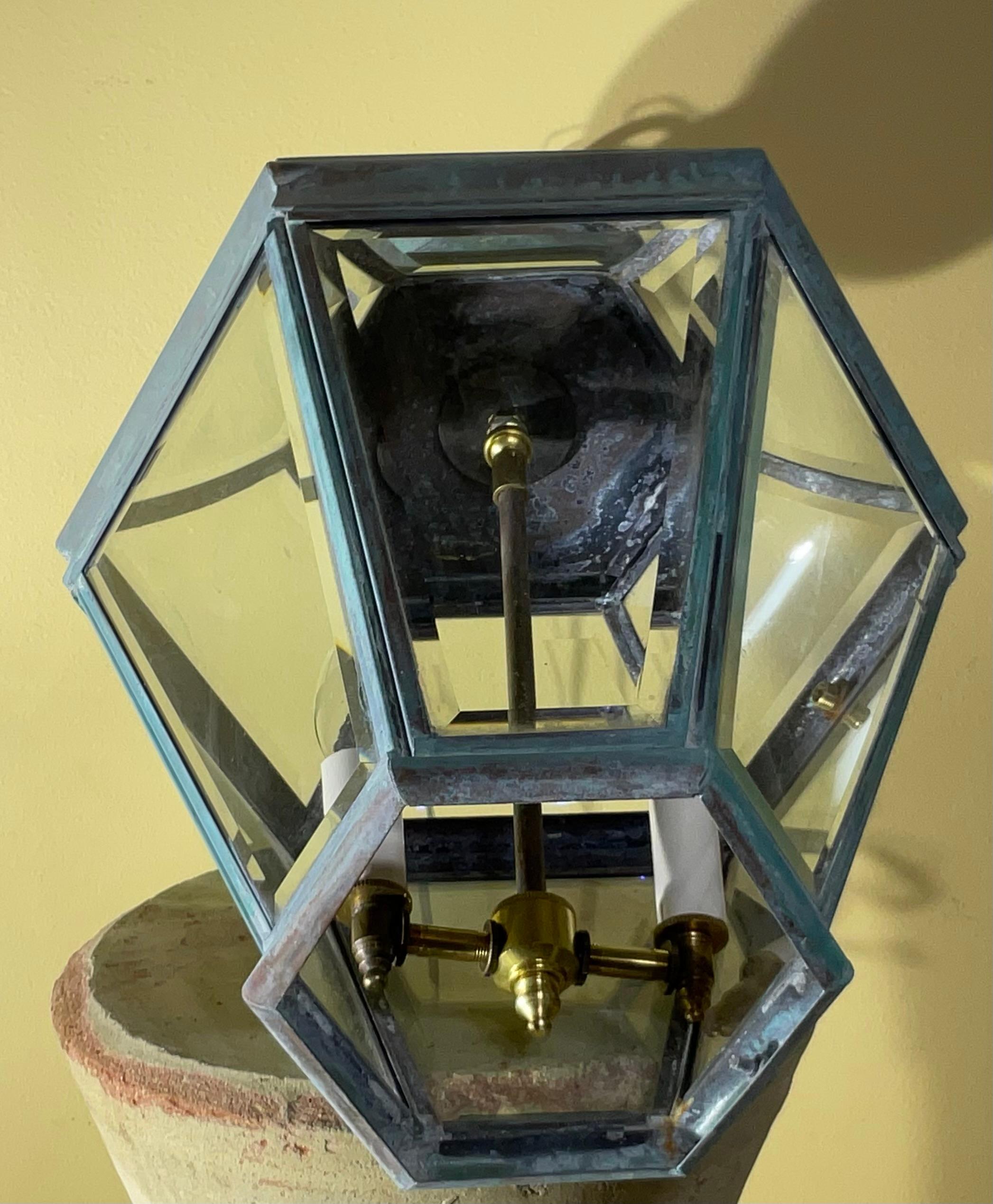 Lanterne suspendue vintage en laiton massif - 21