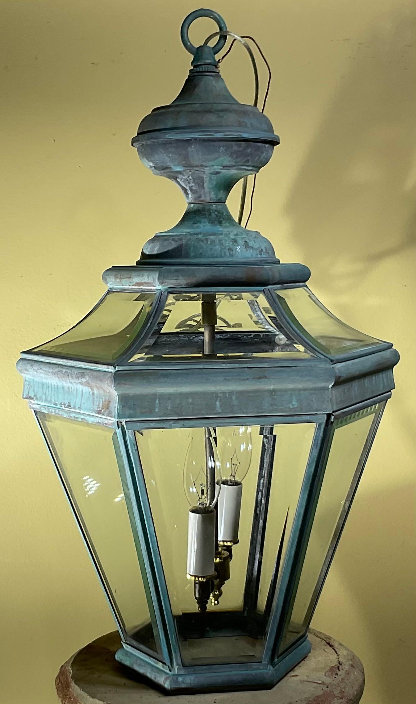 Lanterne suspendue vintage en laiton massif - 21