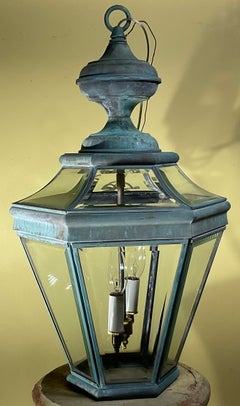 Farol colgante único vintage de latón macizo - 21" de alto x 13" de ancho
