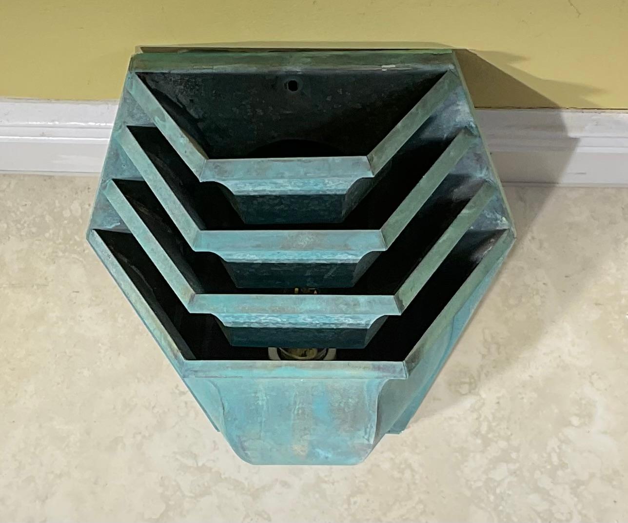 Hand-Crafted Single Vintage Solid Brass Tiered Wall Sconce. For Sale
