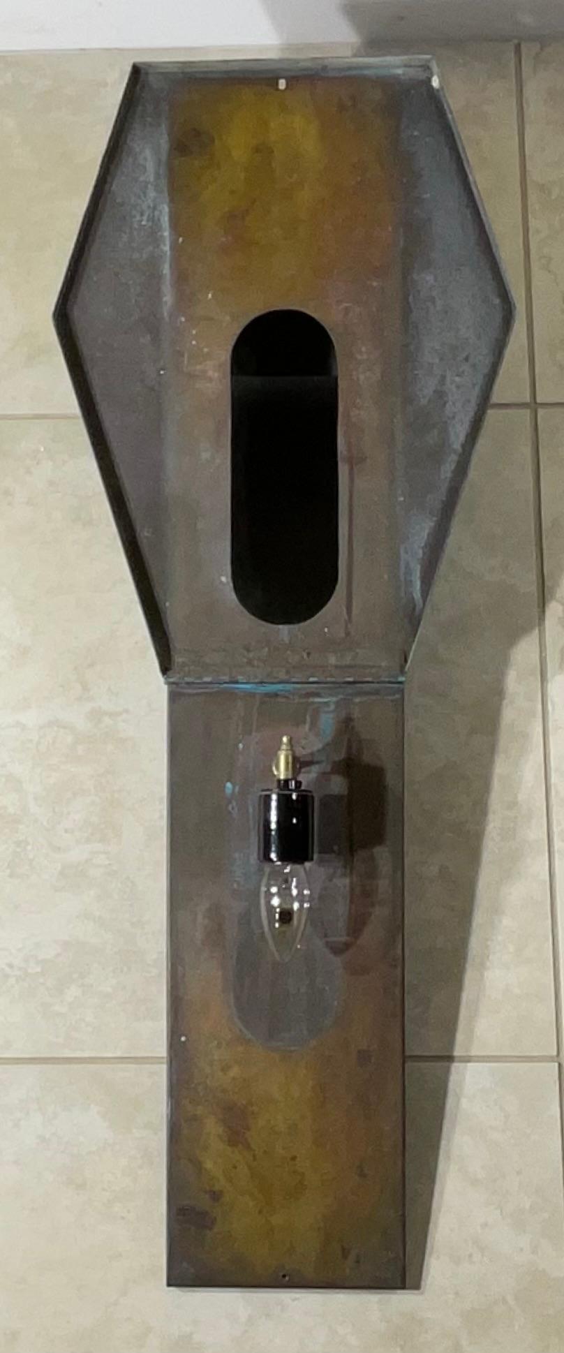 Single Vintage Solid Brass Tiered Wall Sconce. For Sale 2