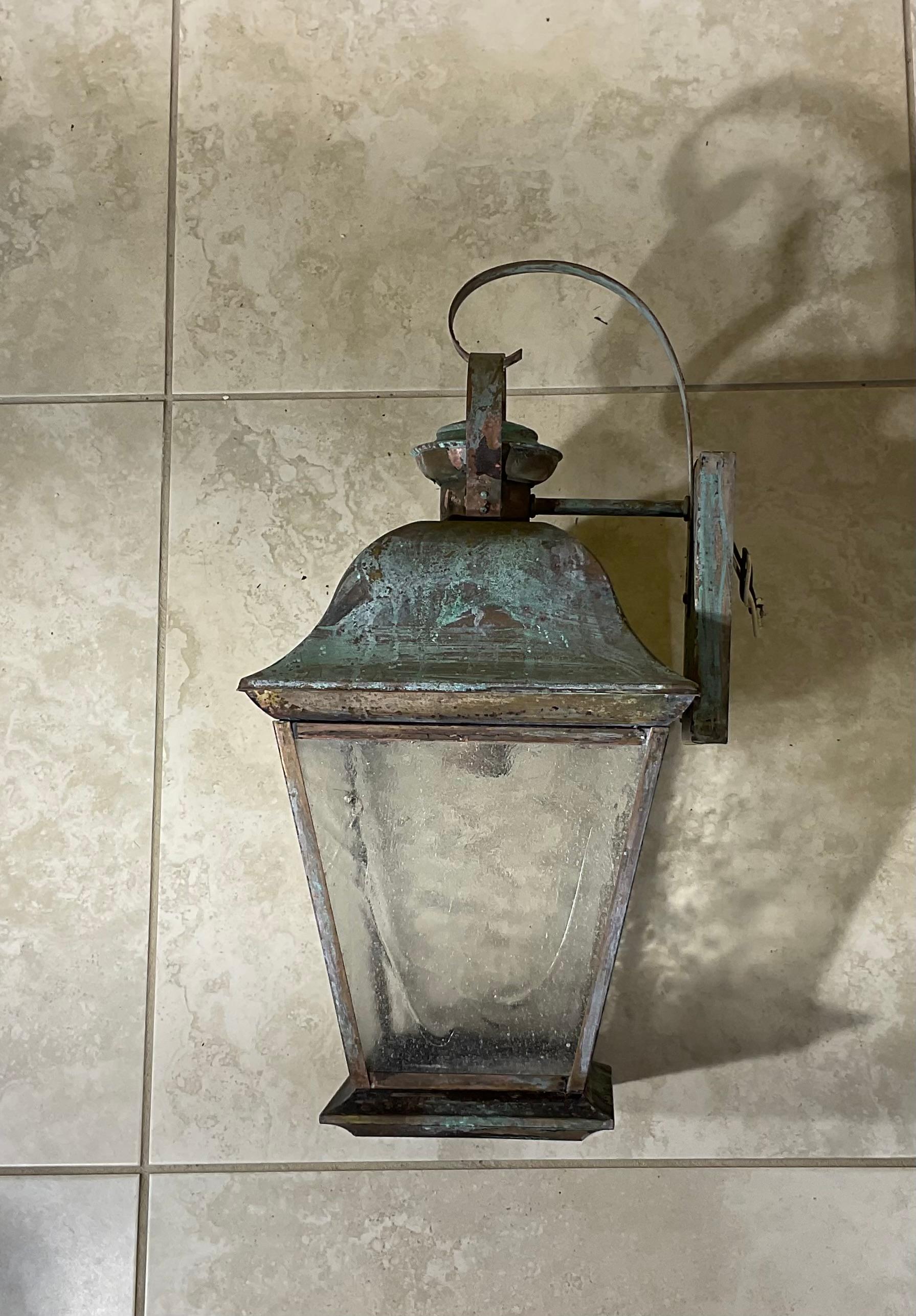 Single Vintage Solid Brass Wall Lantern For Sale 5