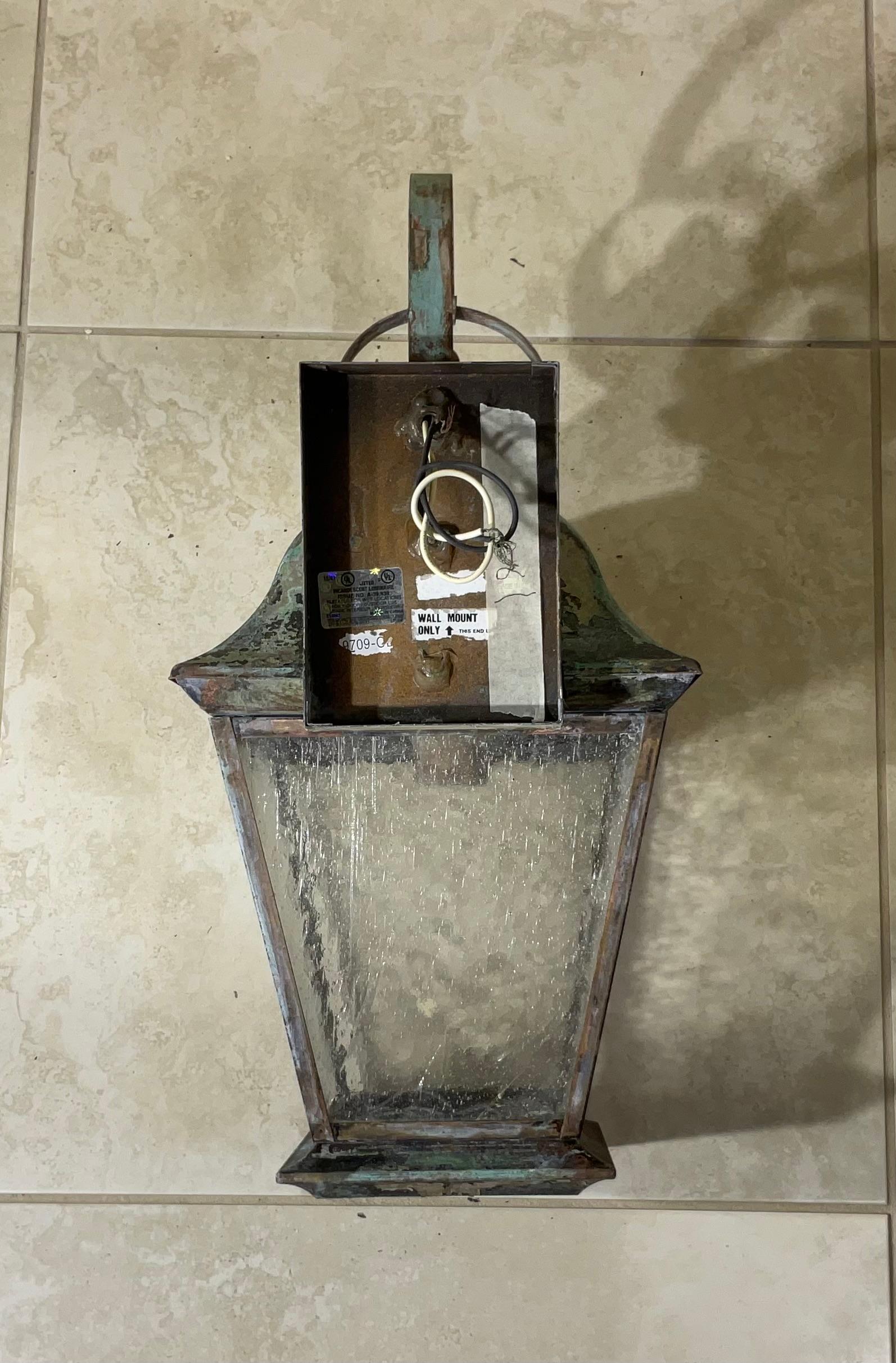 Single Vintage Solid Brass Wall Lantern For Sale 6