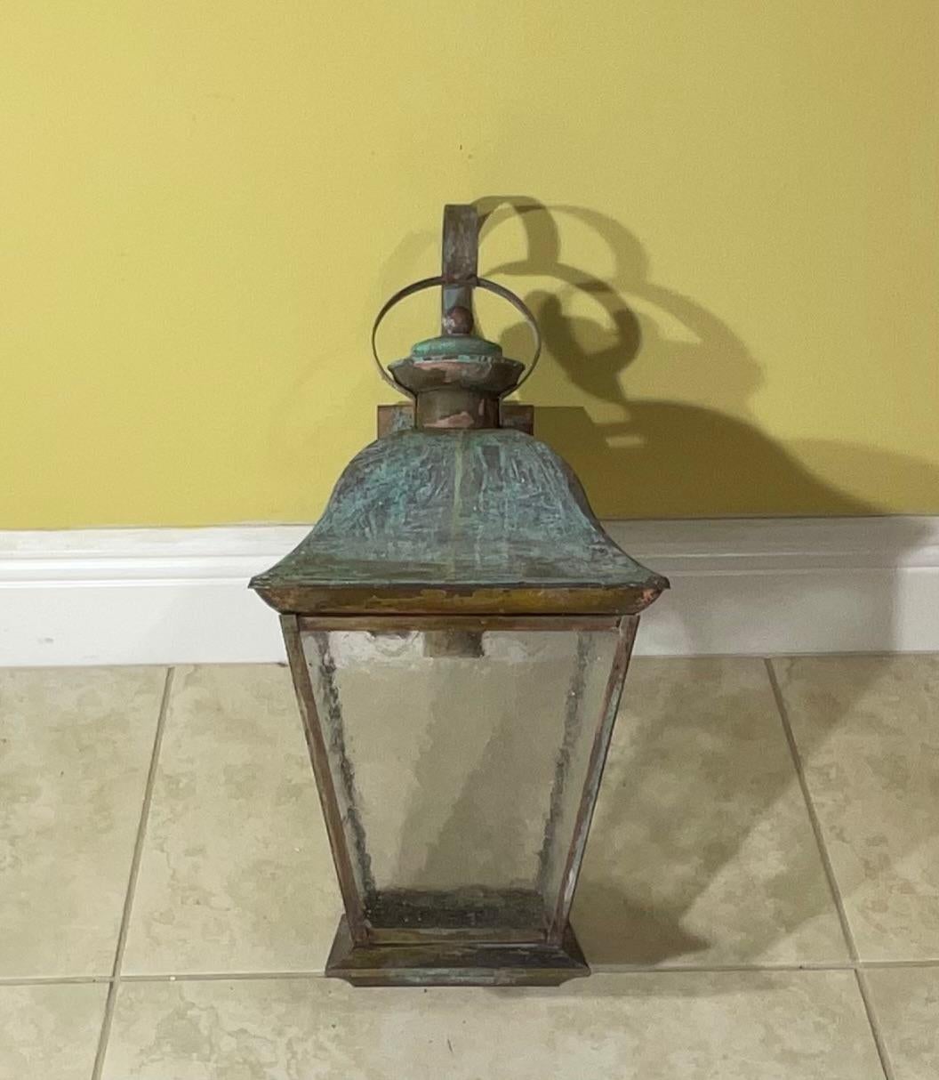 American Single Vintage Solid Brass Wall Lantern For Sale