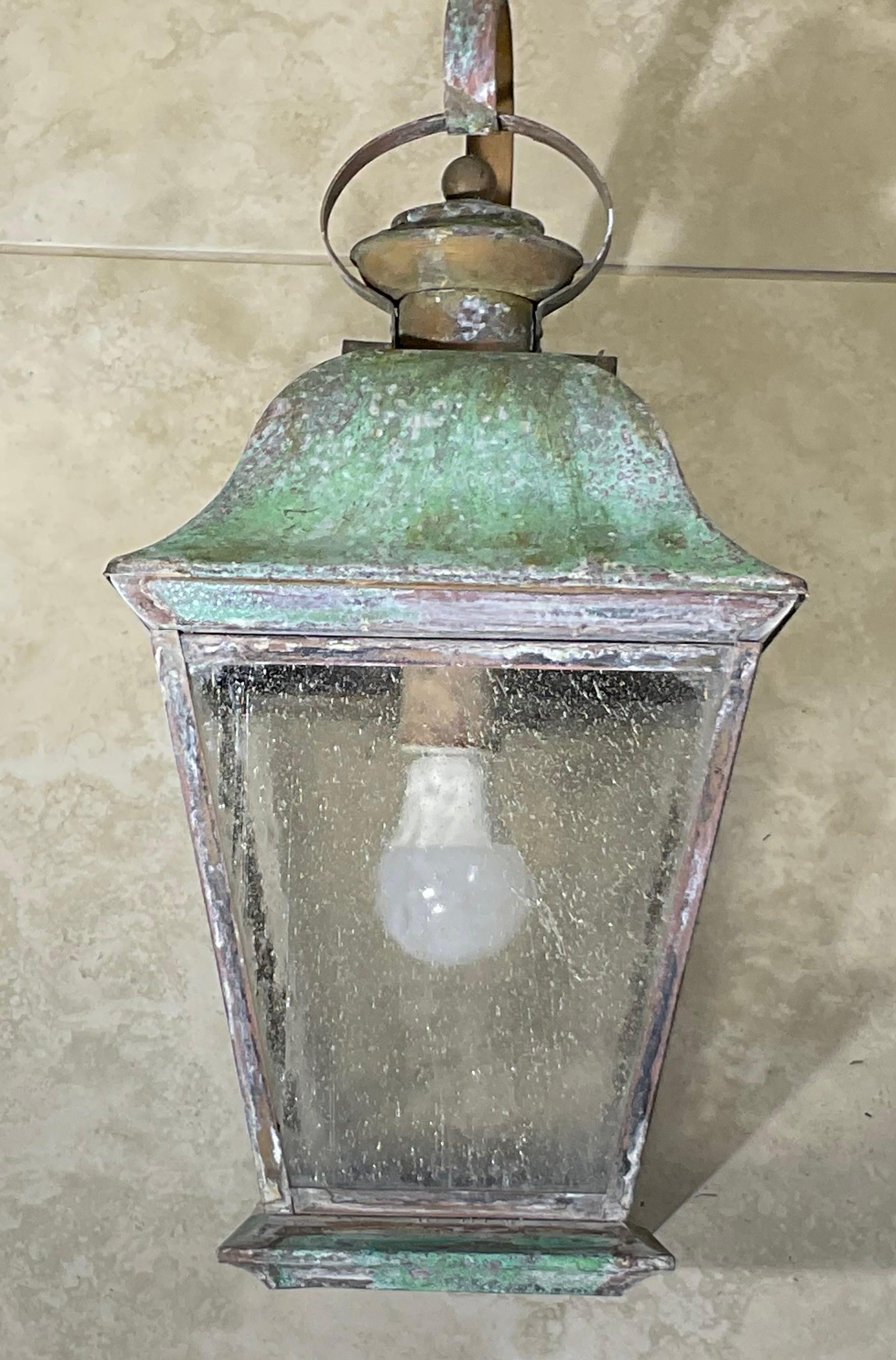 American Single Vintage Solid Brass Wall Lantern For Sale