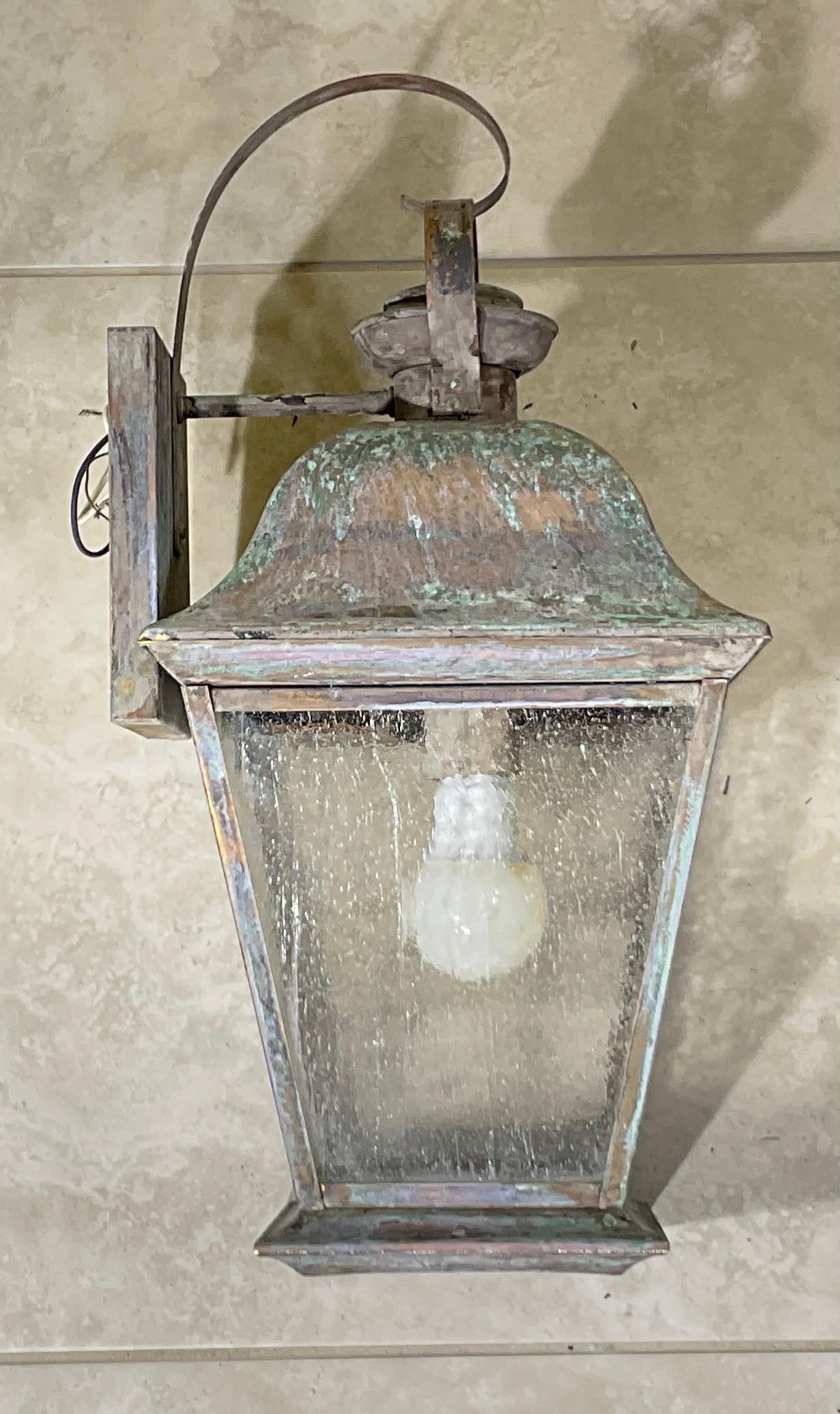 American Single Vintage Solid Brass Wall Lantern For Sale
