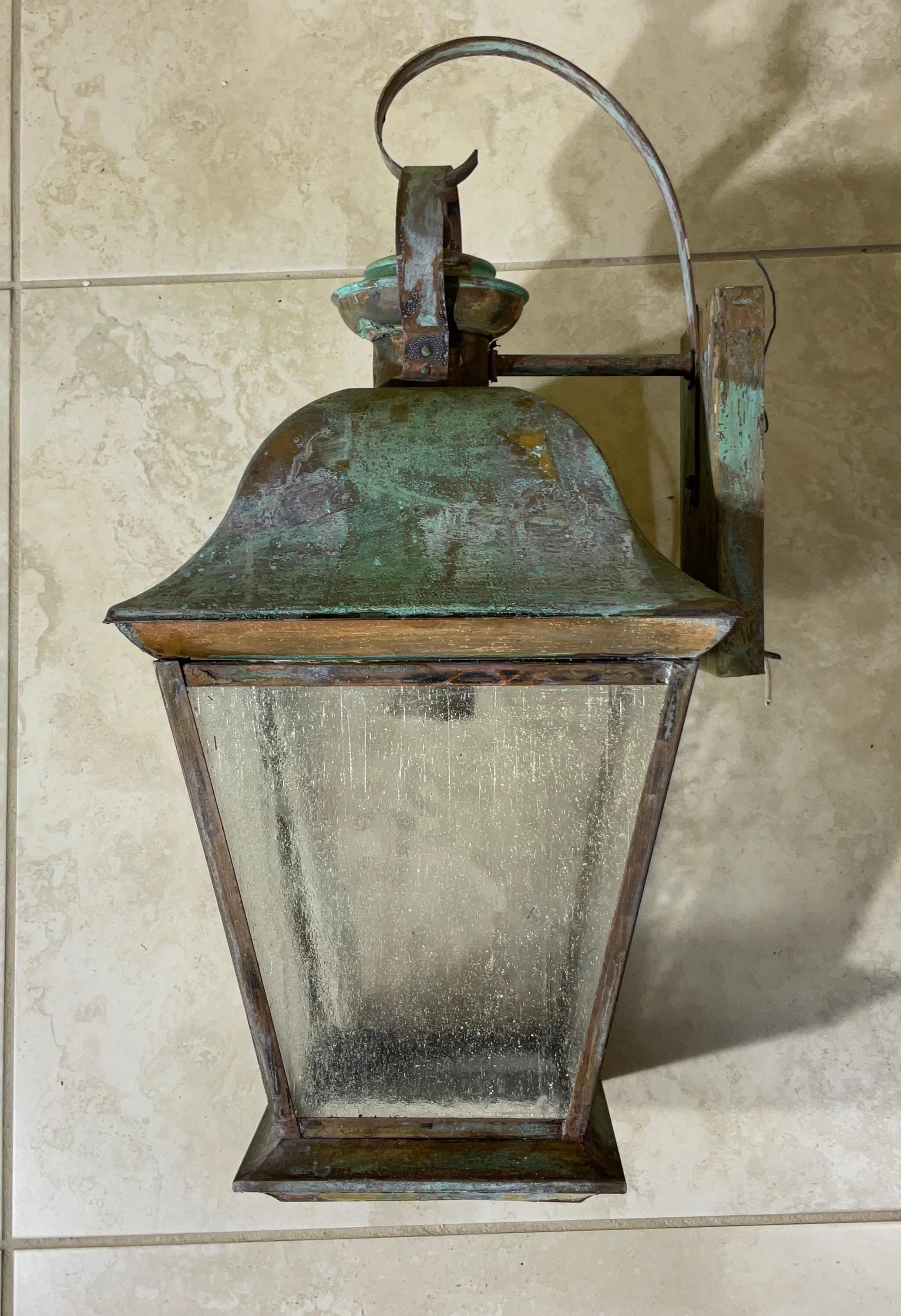 Hand-Crafted Single Vintage Solid Brass Wall Lantern For Sale