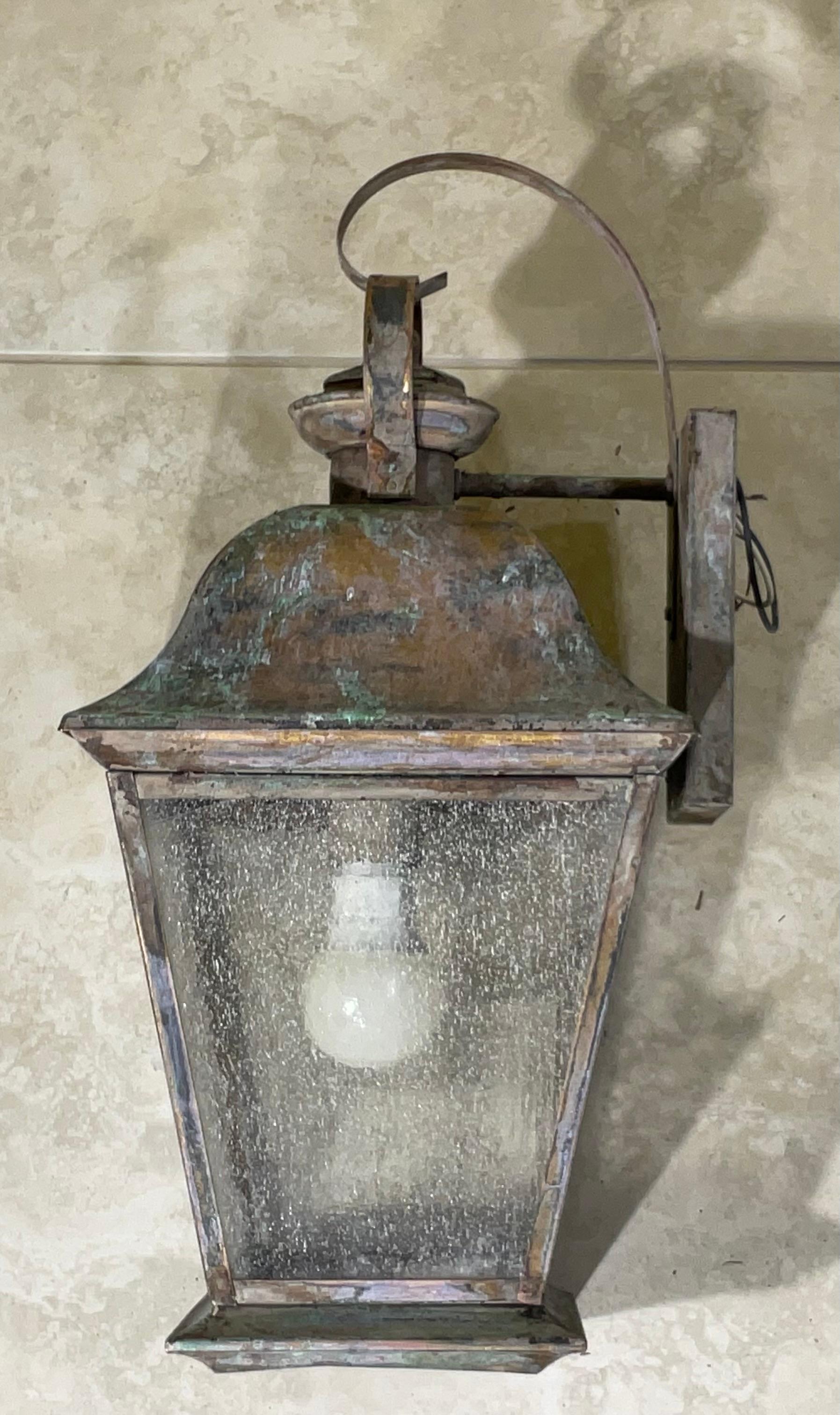 Hand-Crafted Single Vintage Solid Brass Wall Lantern For Sale