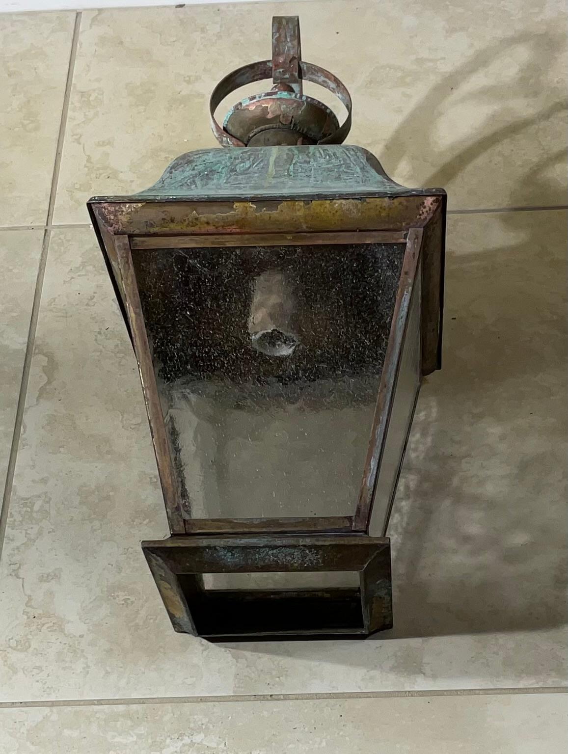 20th Century Single Vintage Solid Brass Wall Lantern For Sale