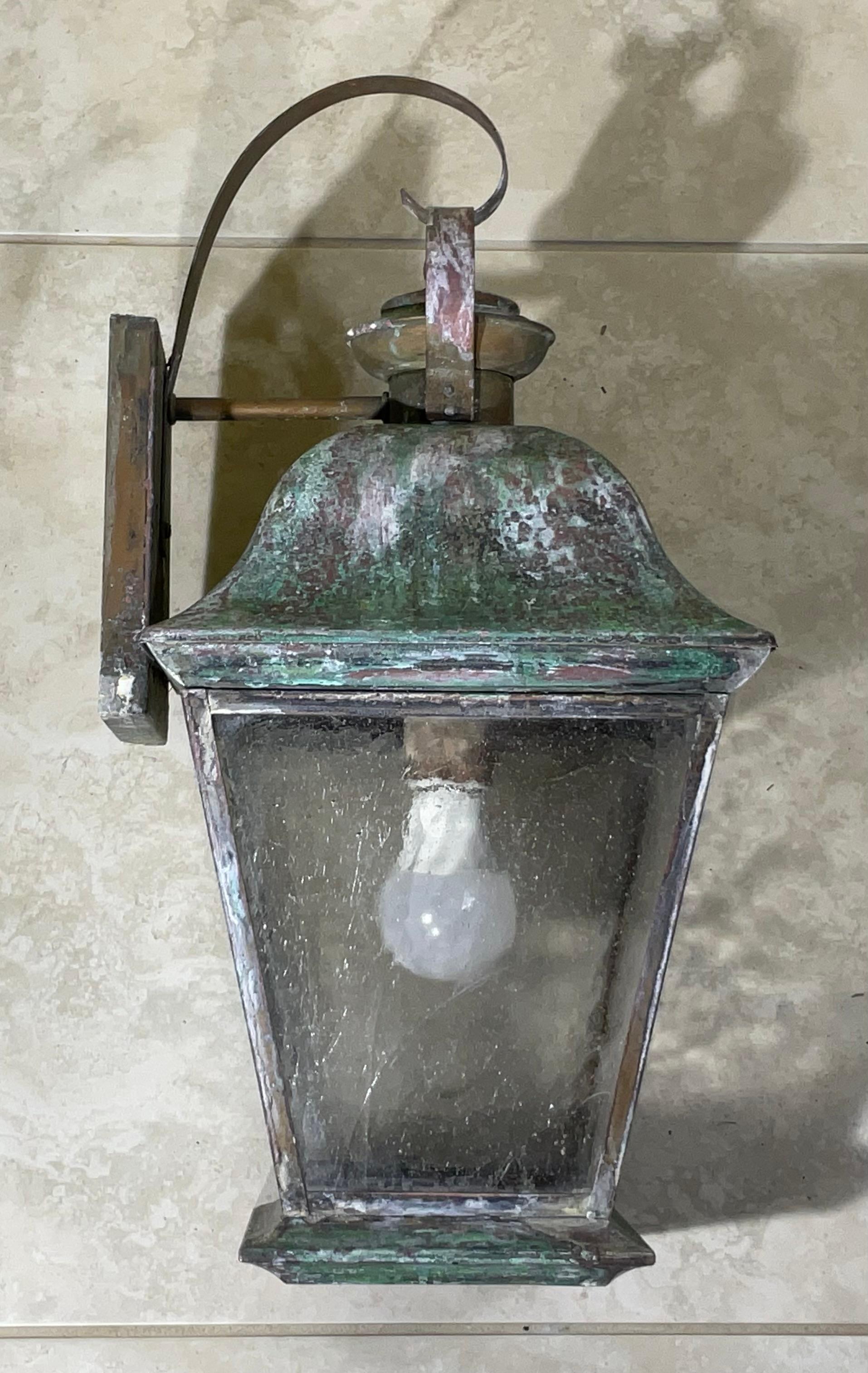 20th Century Single Vintage Solid Brass Wall Lantern For Sale