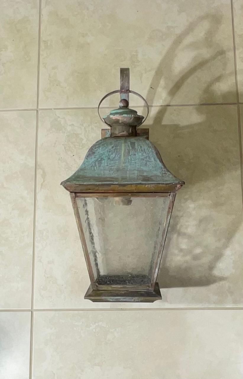 Single Vintage Solid Brass Wall Lantern For Sale 2
