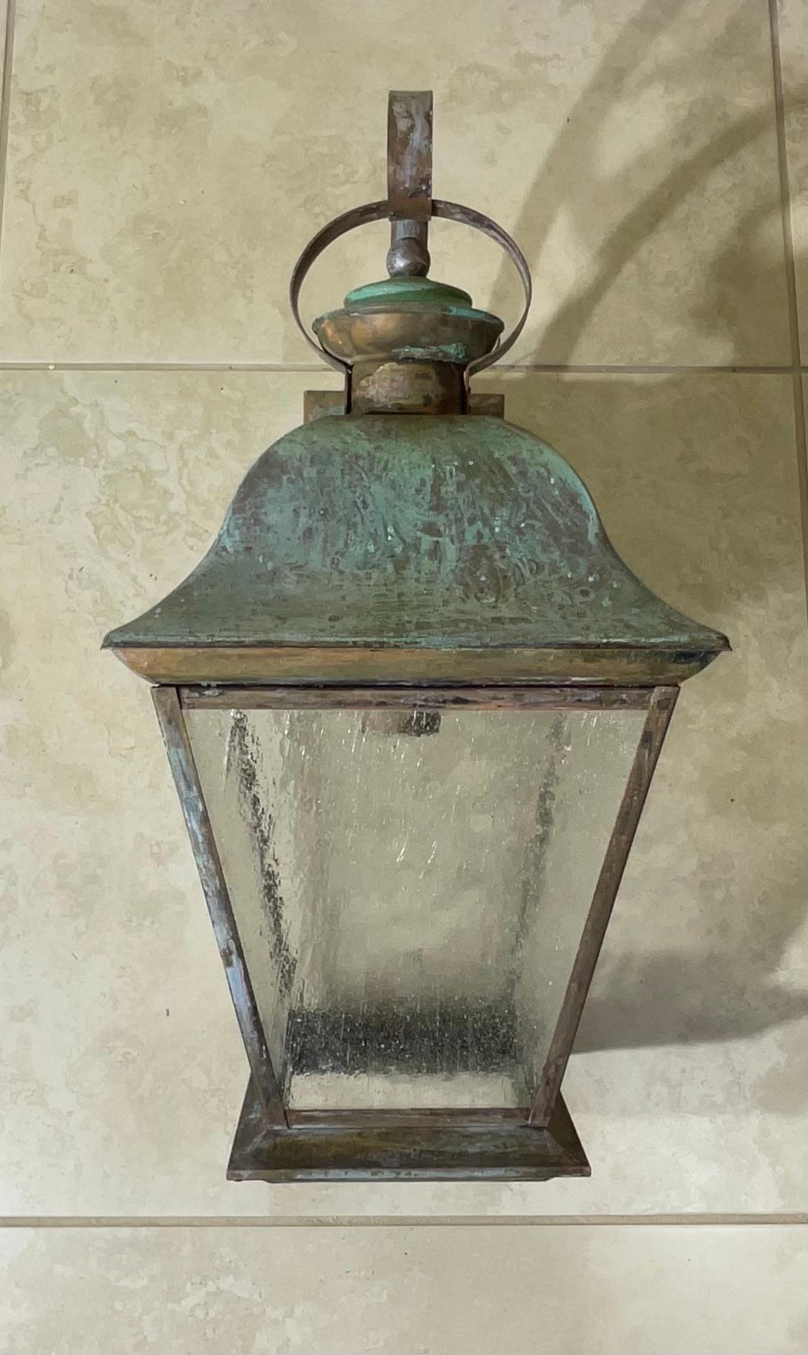 Single Vintage Solid Brass Wall Lantern For Sale 3